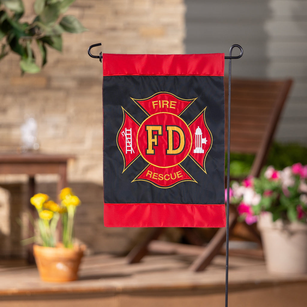 Fire Department Garden Applique Flag