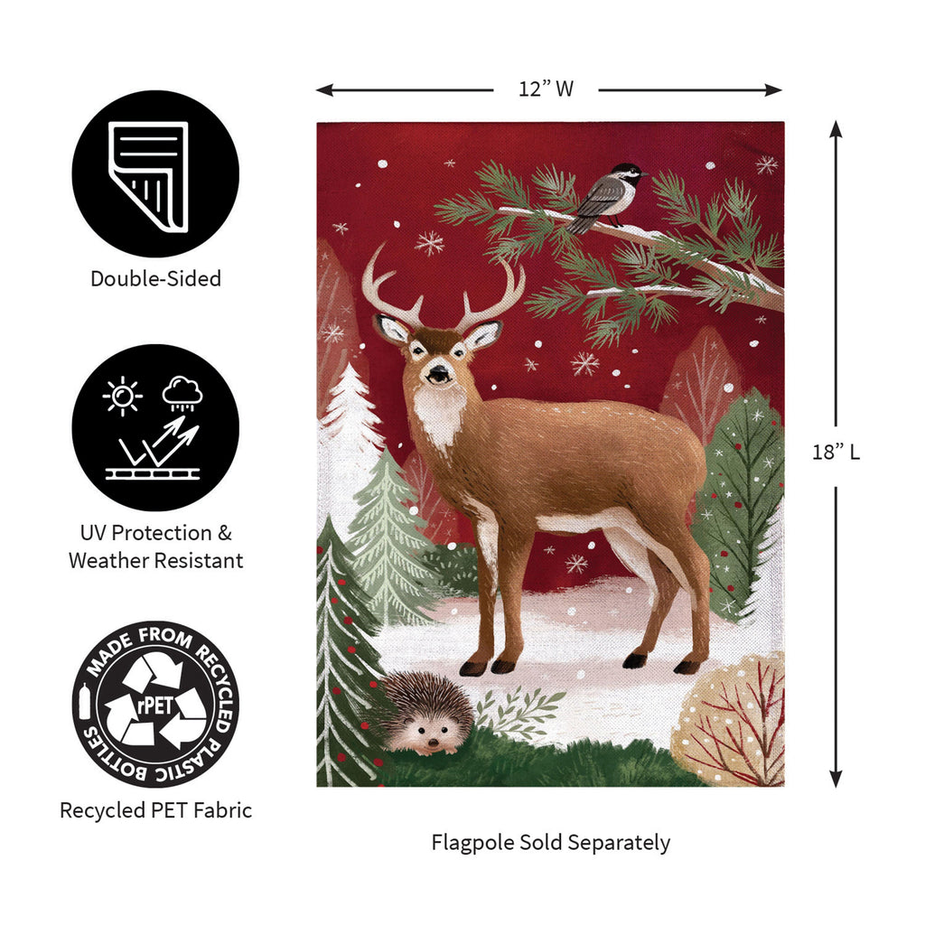 Woodland Storybook Reindeer Burlap Garden Flag
