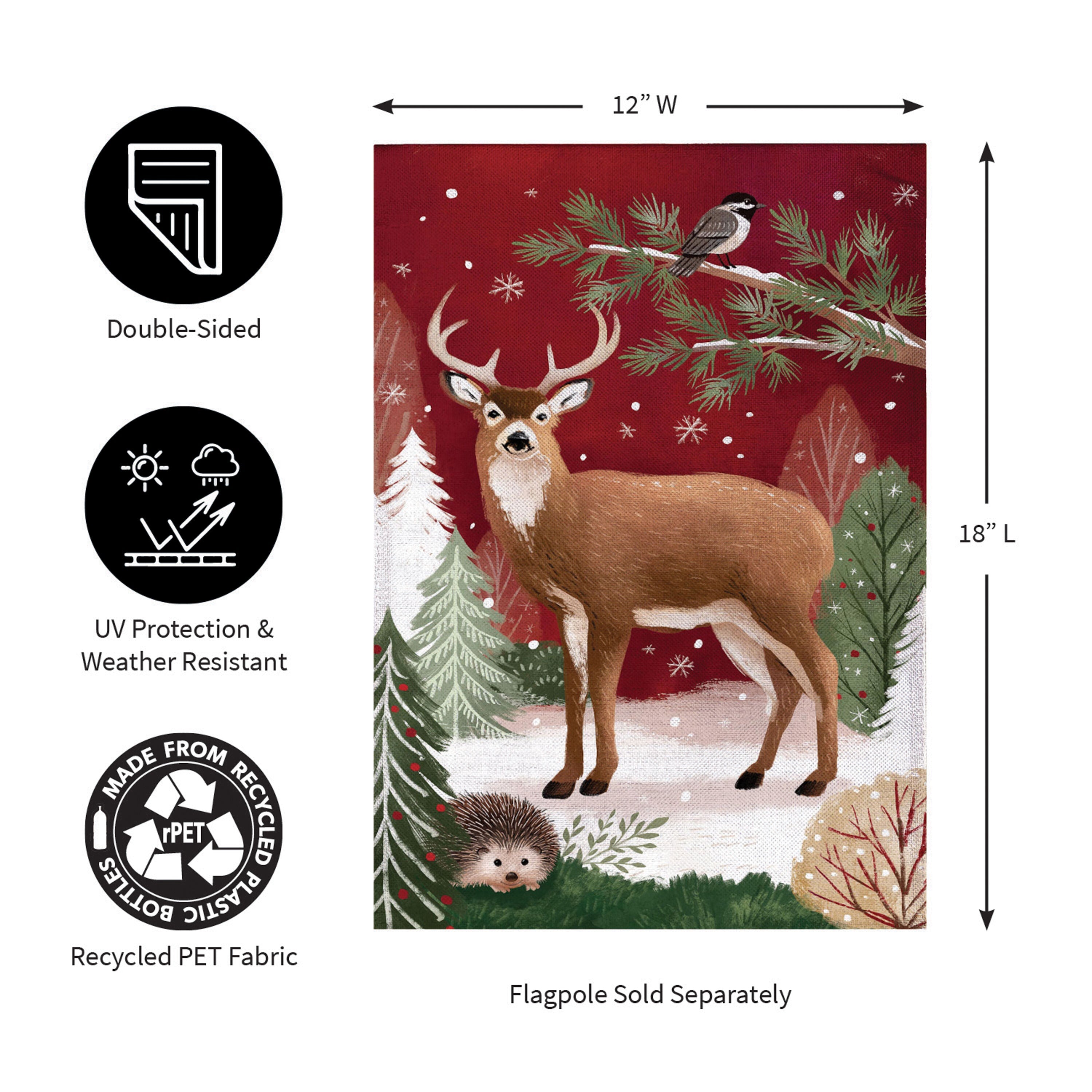 Woodland Storybook Reindeer Burlap Garden Flag