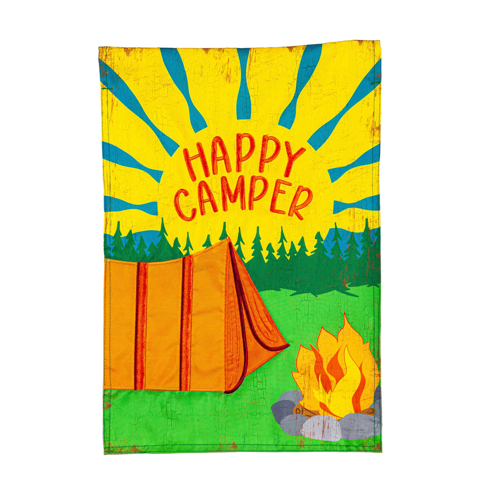 Happy Camper Garden Applique Flag