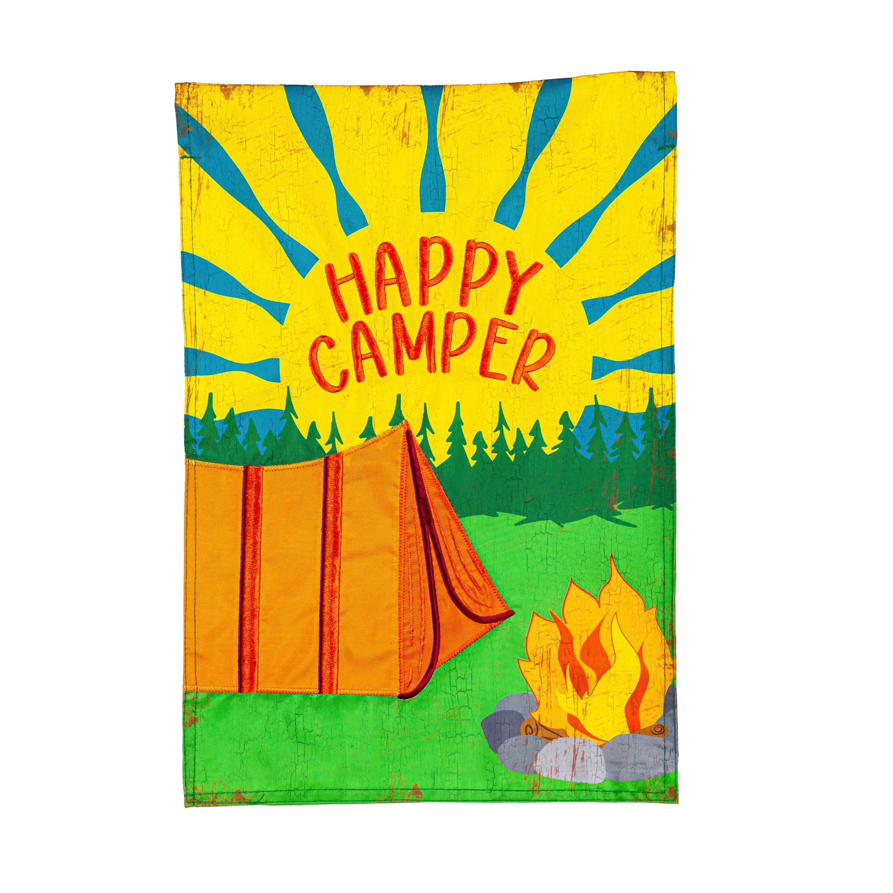 Happy Camper Garden Applique Flag