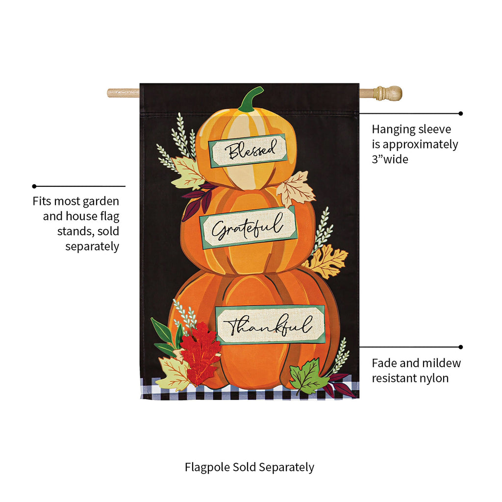 Stacked Pumpkins House Applique Flag