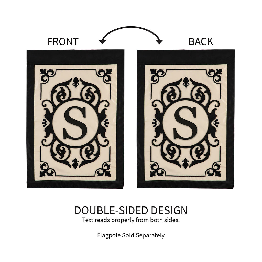 Cambridge Monogram Garden Applique Flag, Letter S