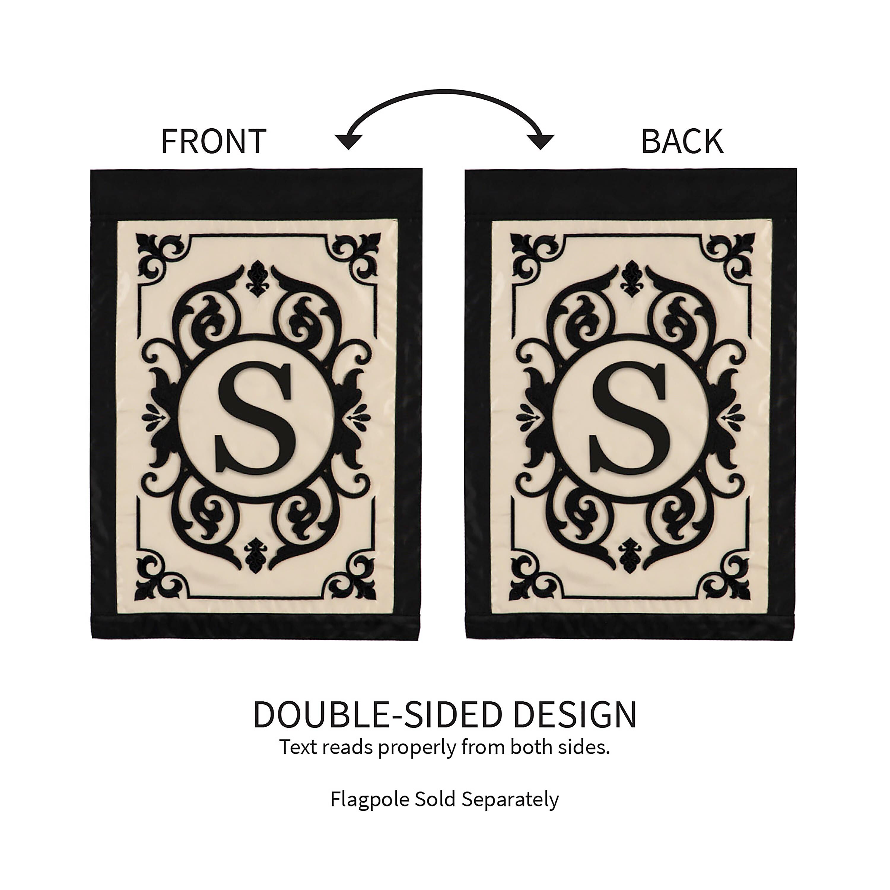 Cambridge Monogram Garden Applique Flag, Letter S