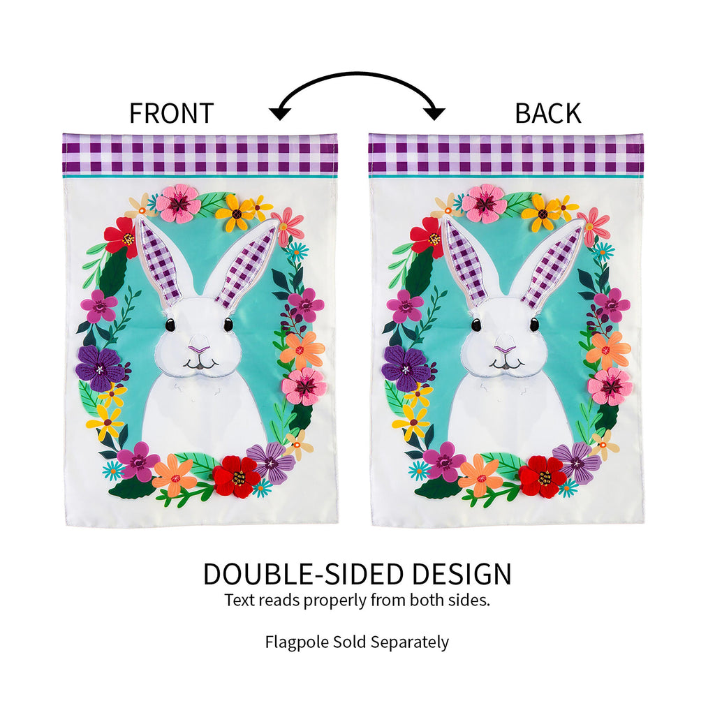 Gingham Bunny Garden Applique Flag