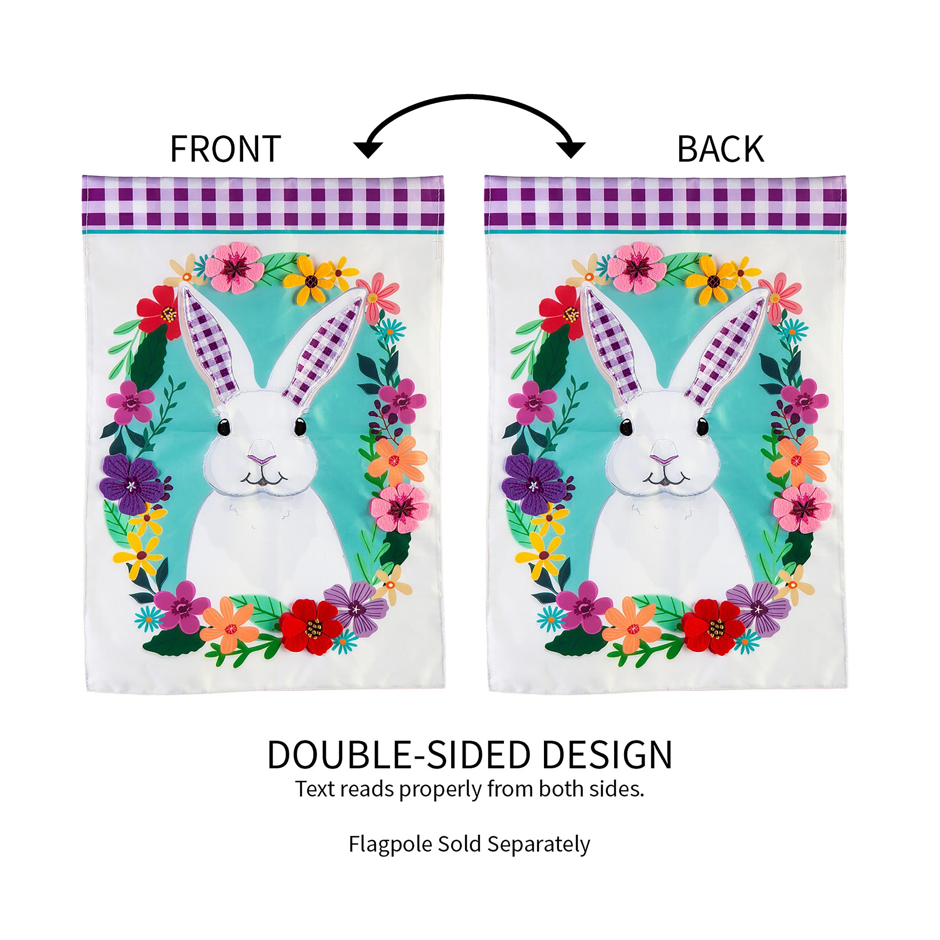 Gingham Bunny Garden Applique Flag