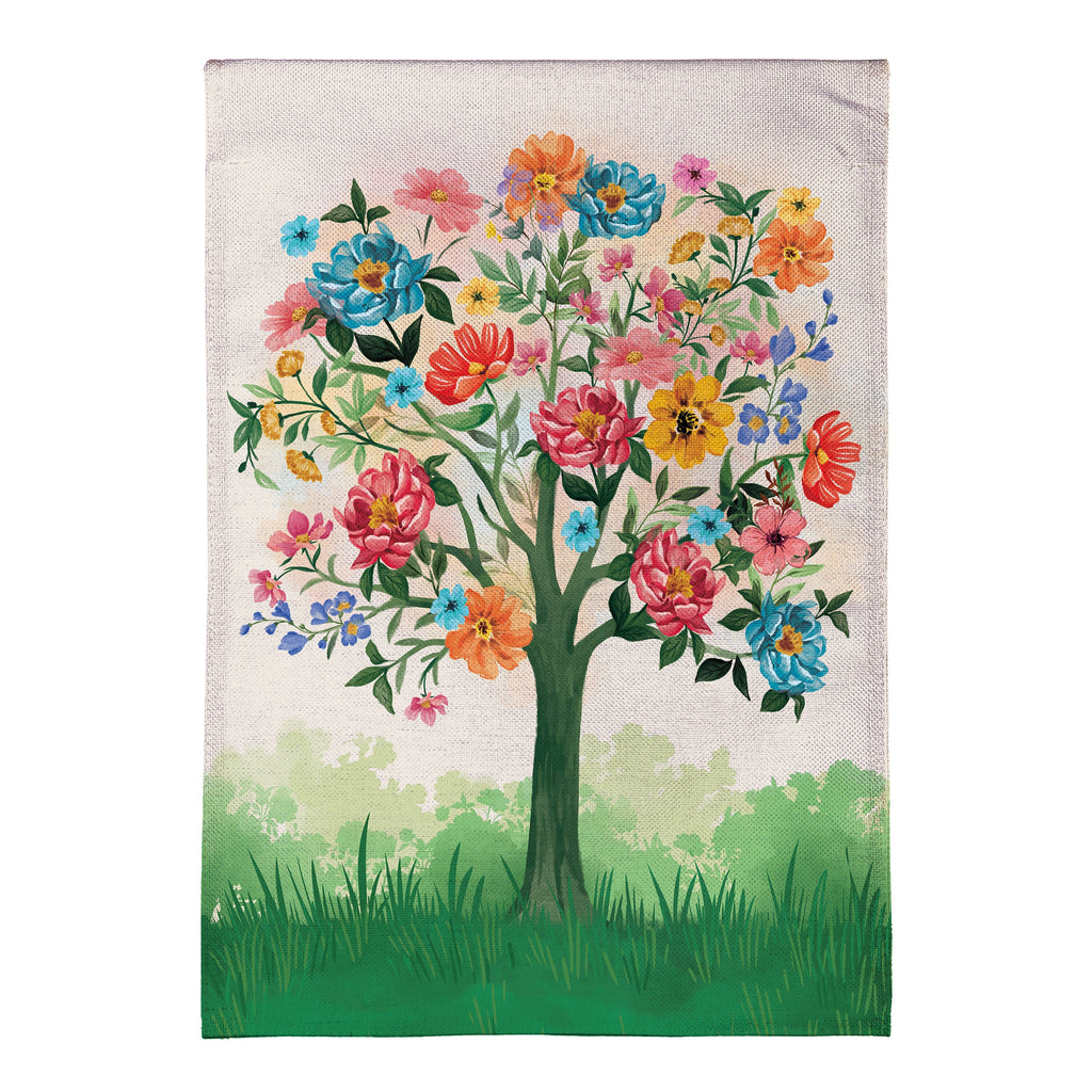 Blooming Tree of Life Burlap Garden Flag