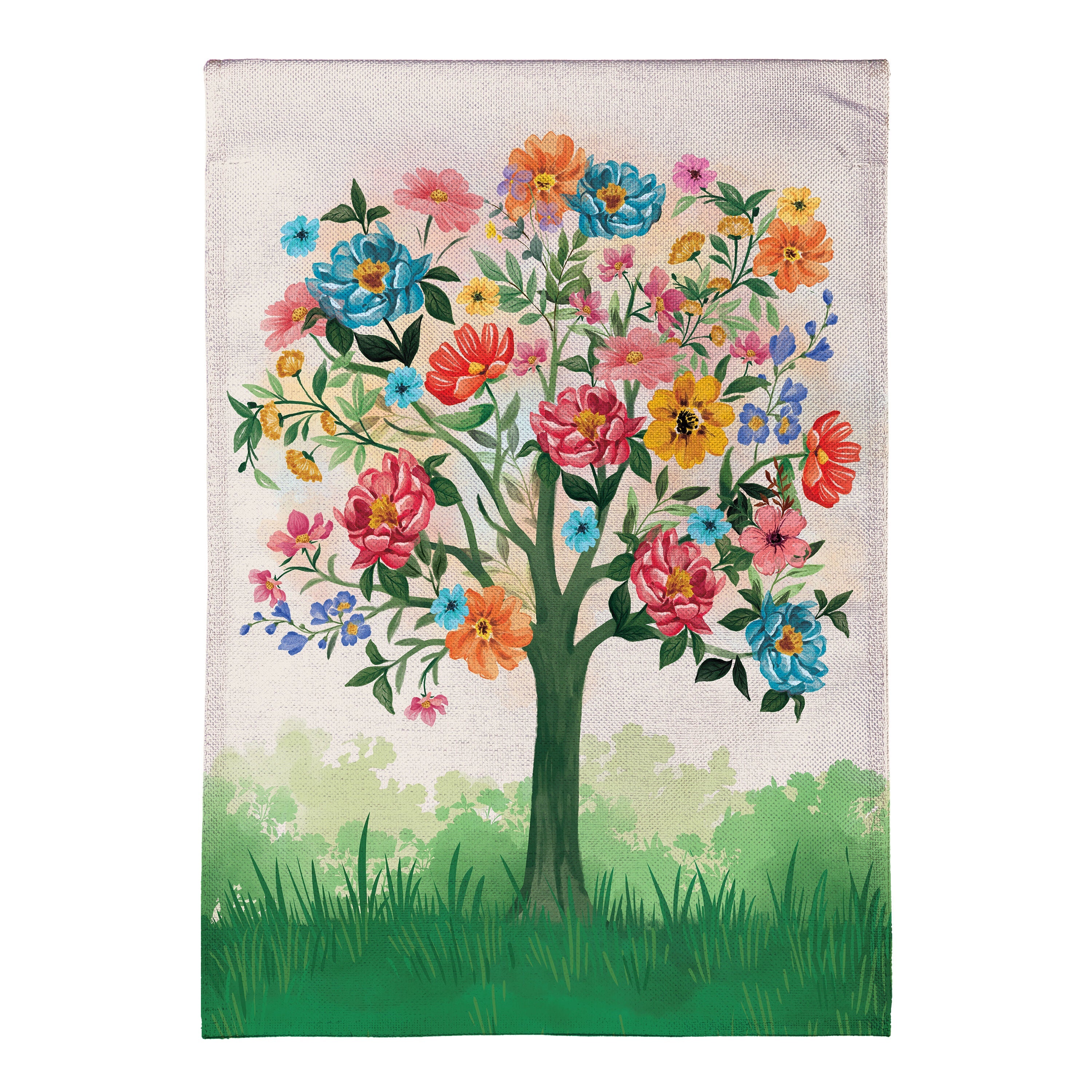 Blooming Tree of Life Burlap Garden Flag