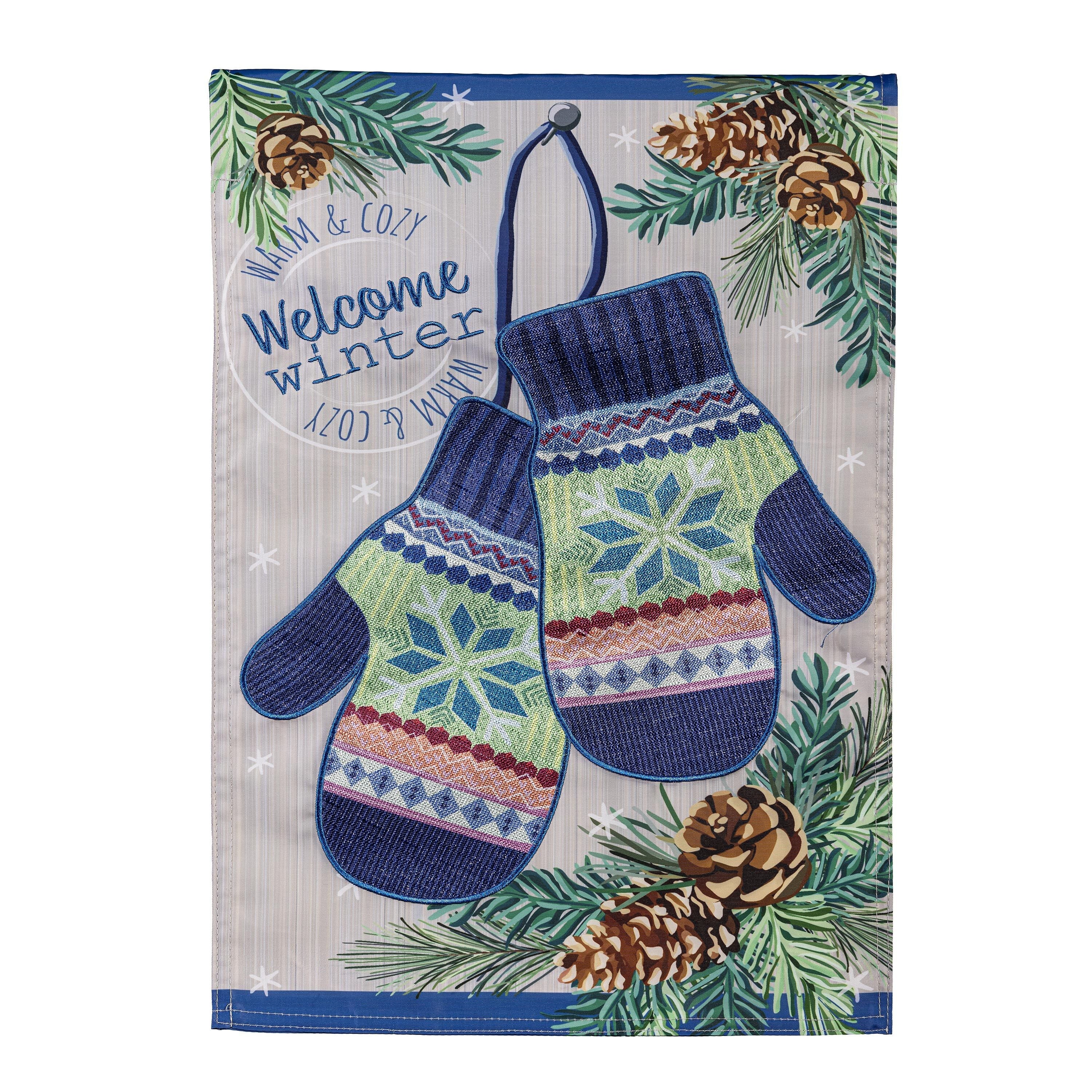 Winter Mittens Applique Garden Flag