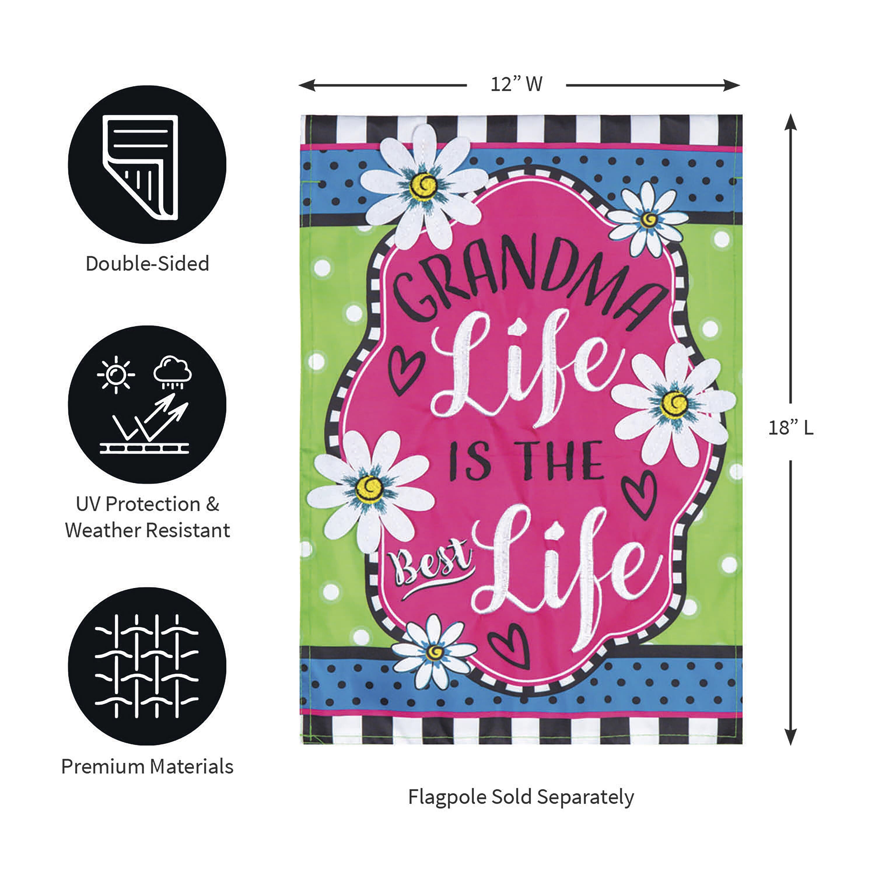 Grandma Life Applique Garden Flag