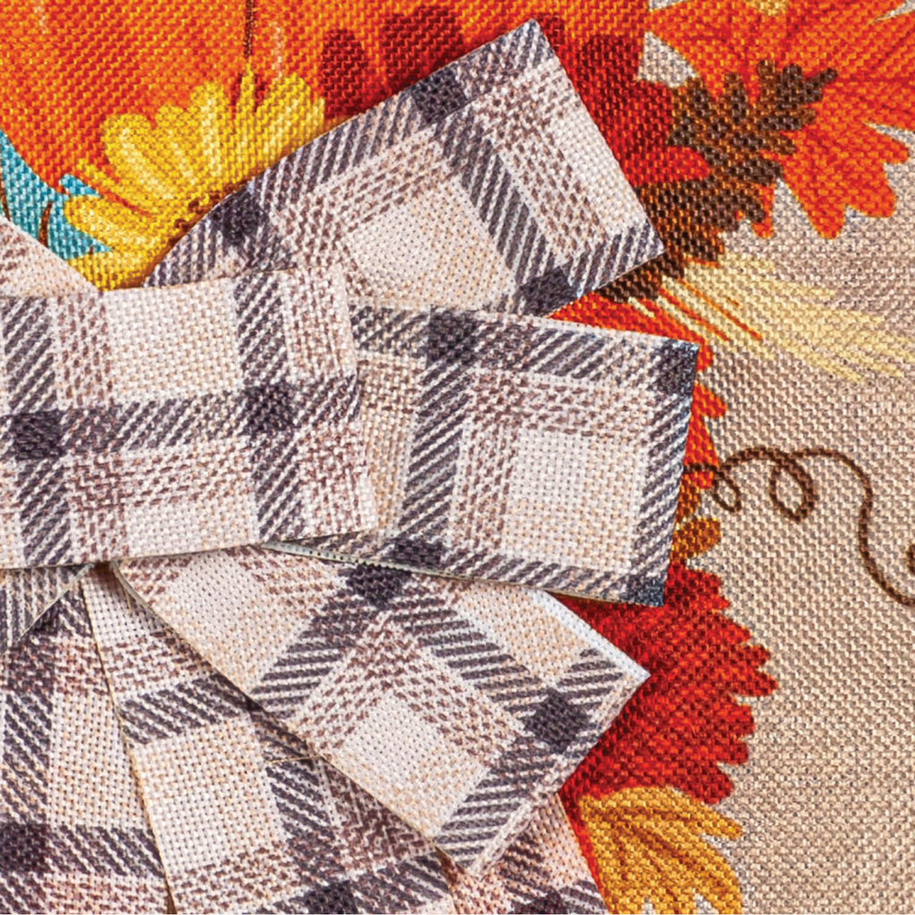 Pumpkin and Bow Garden Burlap Flag