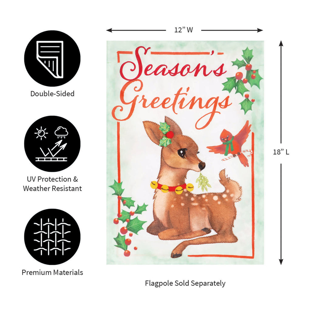 Seasons Greetings Applique Garden Flag