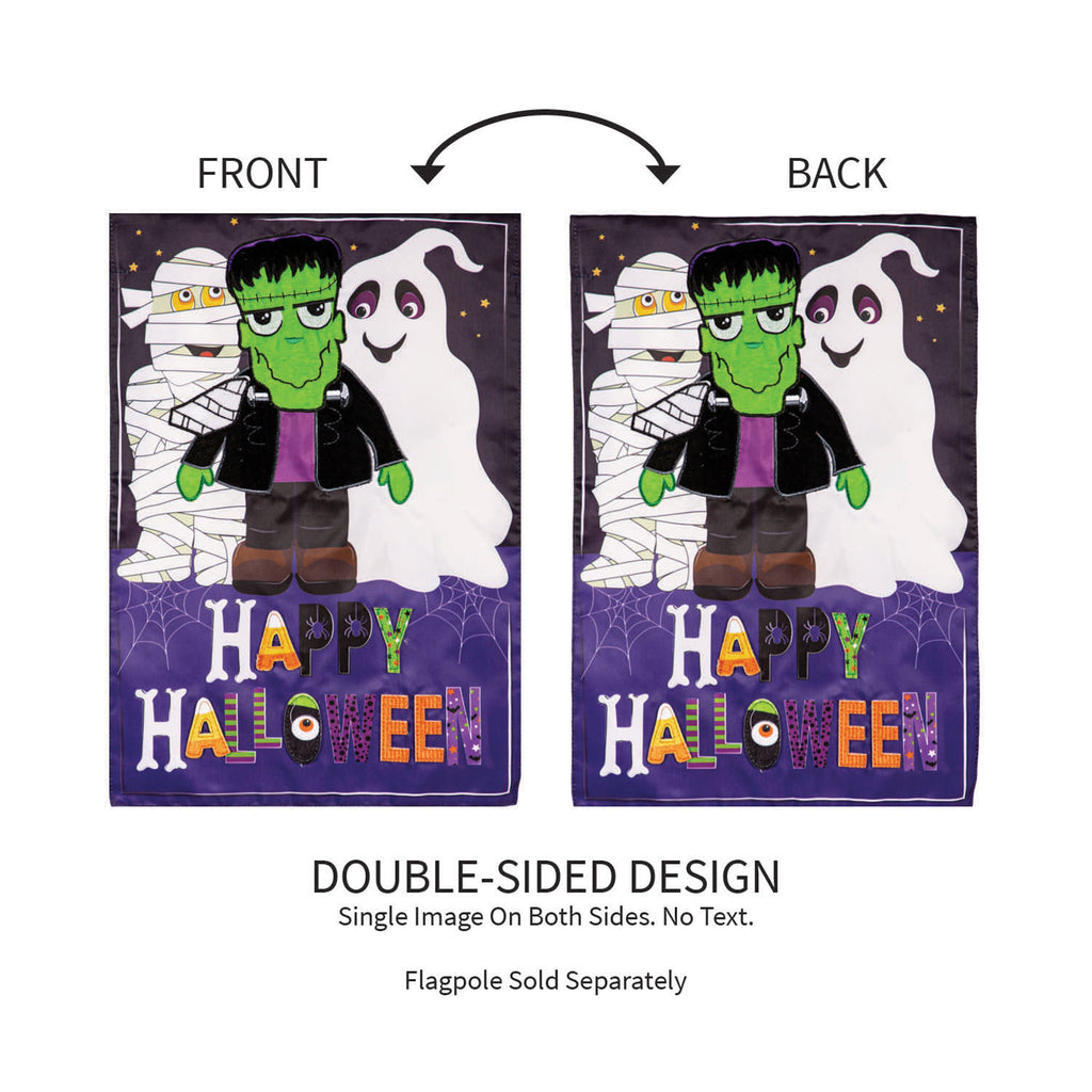 Happy Halloween Trio Applique Garden Flag