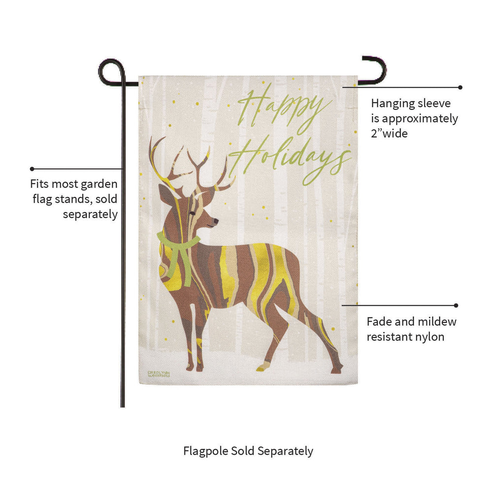 Happy Holidays Deer Burlap Garden Flag