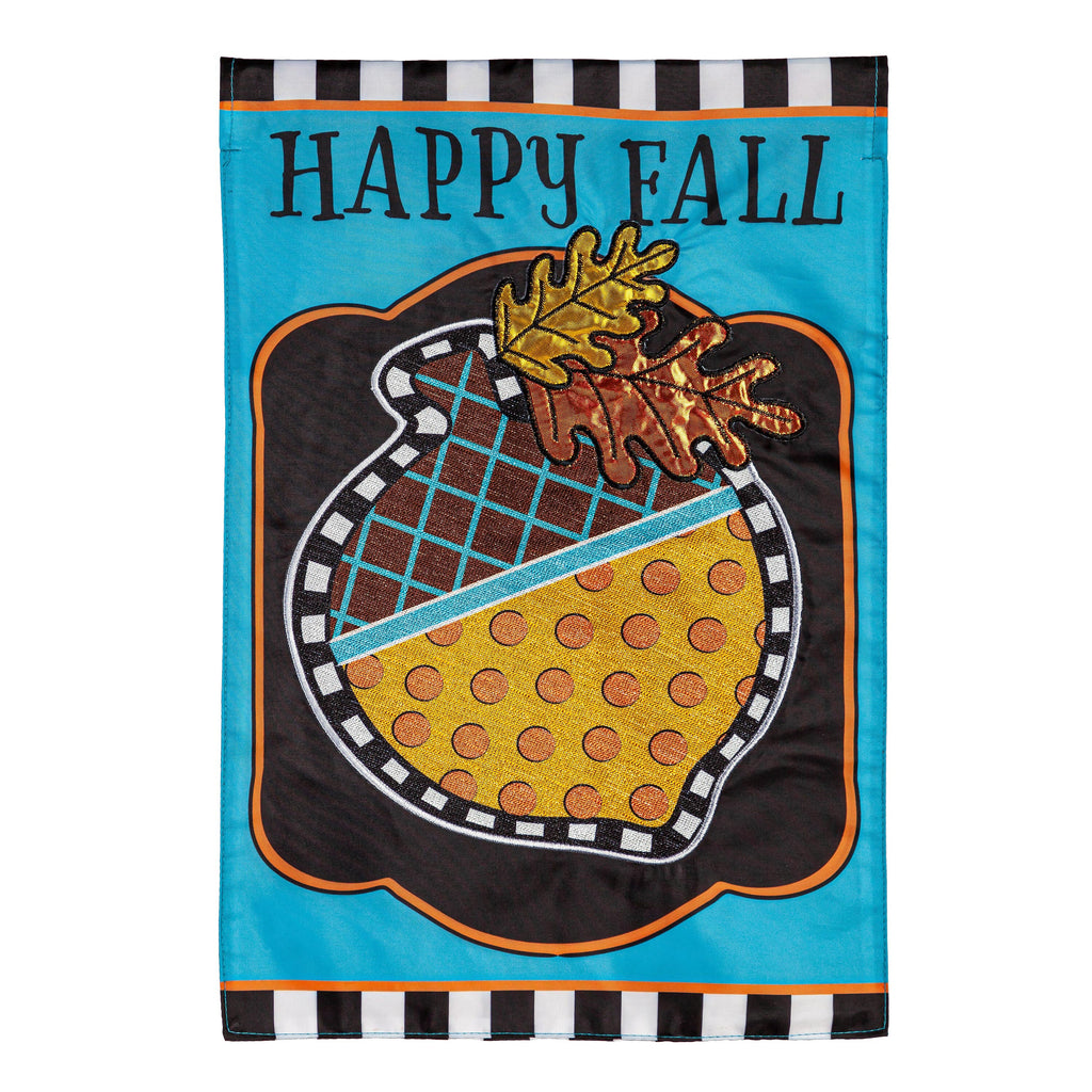 Happy Fall Acorn Applique Garden Flag