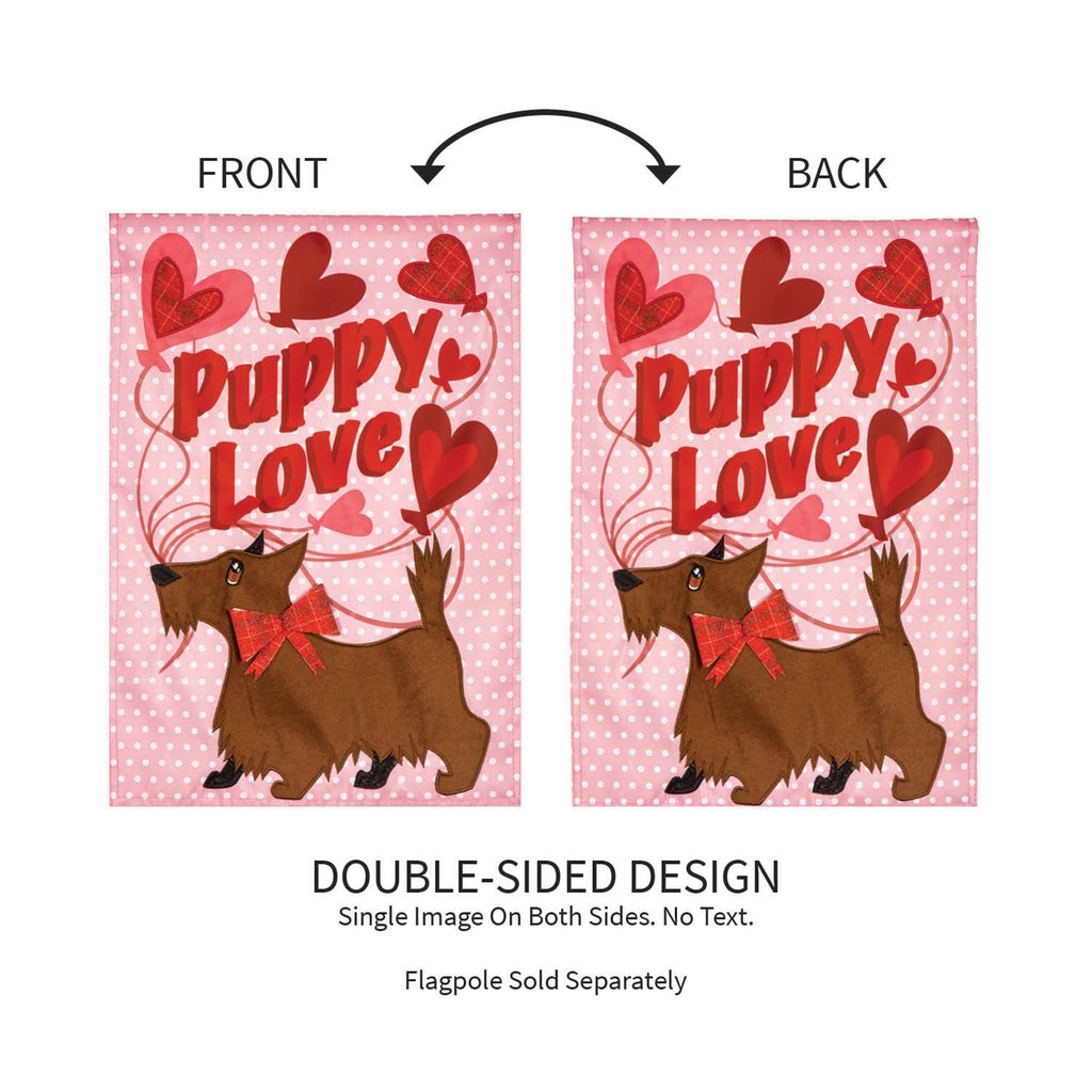 Puppy Love Applique Garden Flag