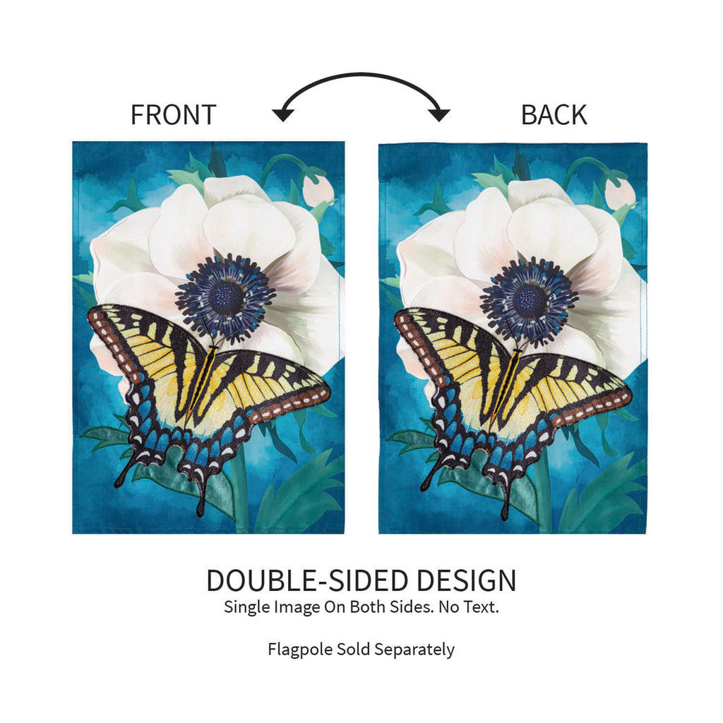Anemone & Butterfly Applique Garden Flag
