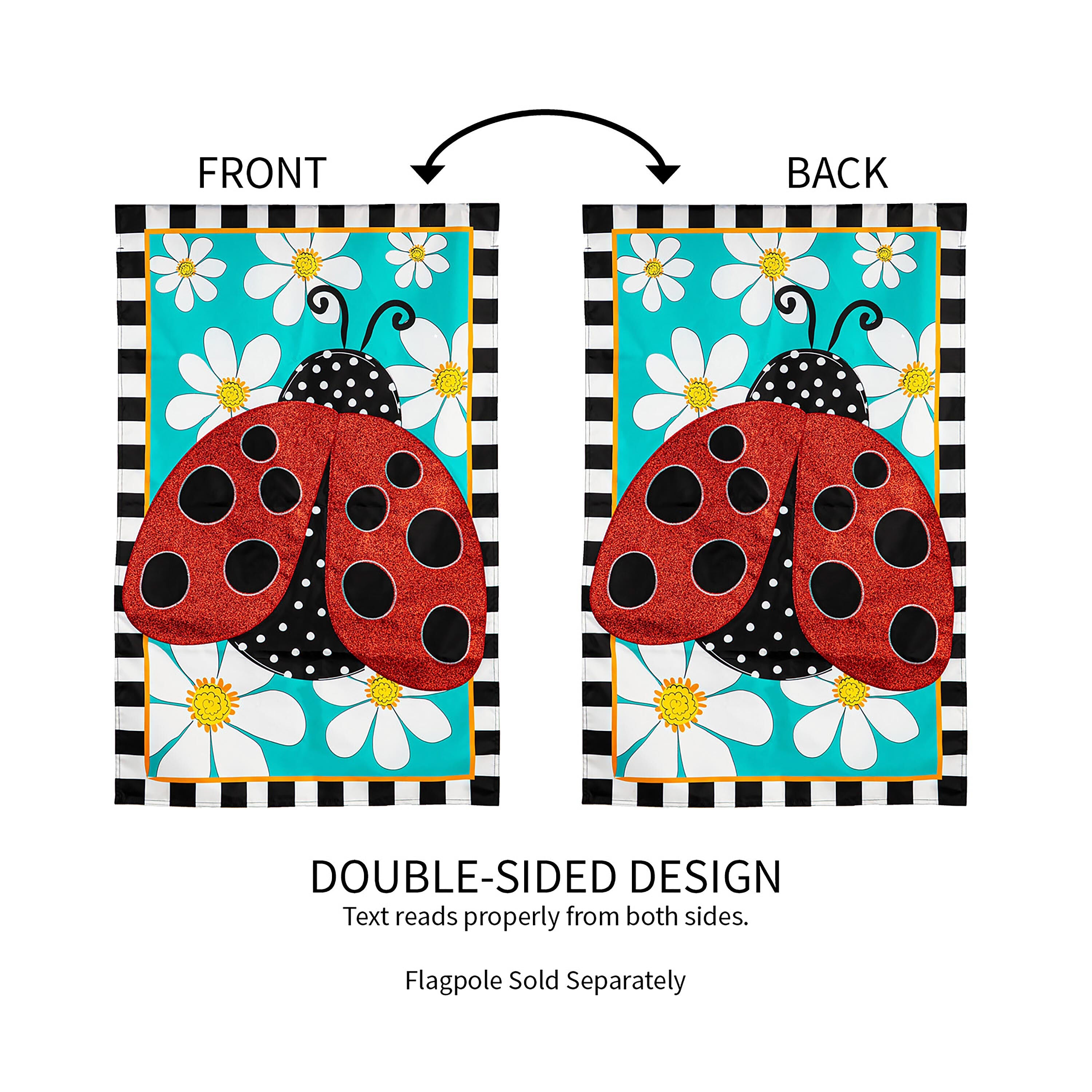 Ladybug with Daisies House Applique Flag