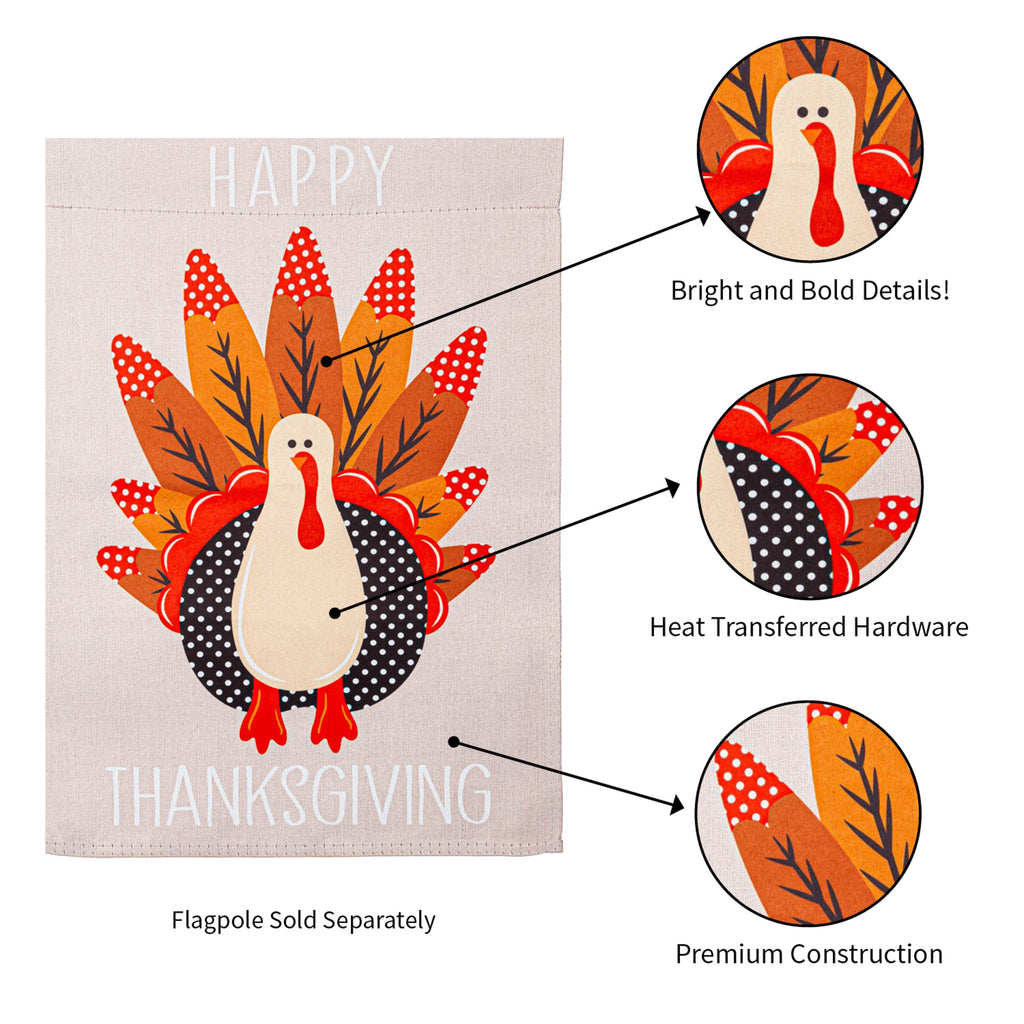 Turkey "Happy Thanksgiving" Garden Suede Flag, SNL