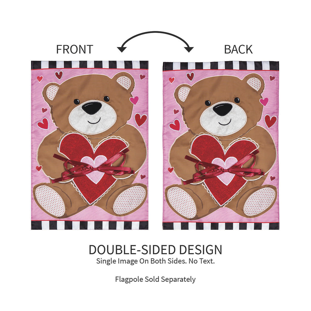 Valentine's Bear Applique Garden Flag