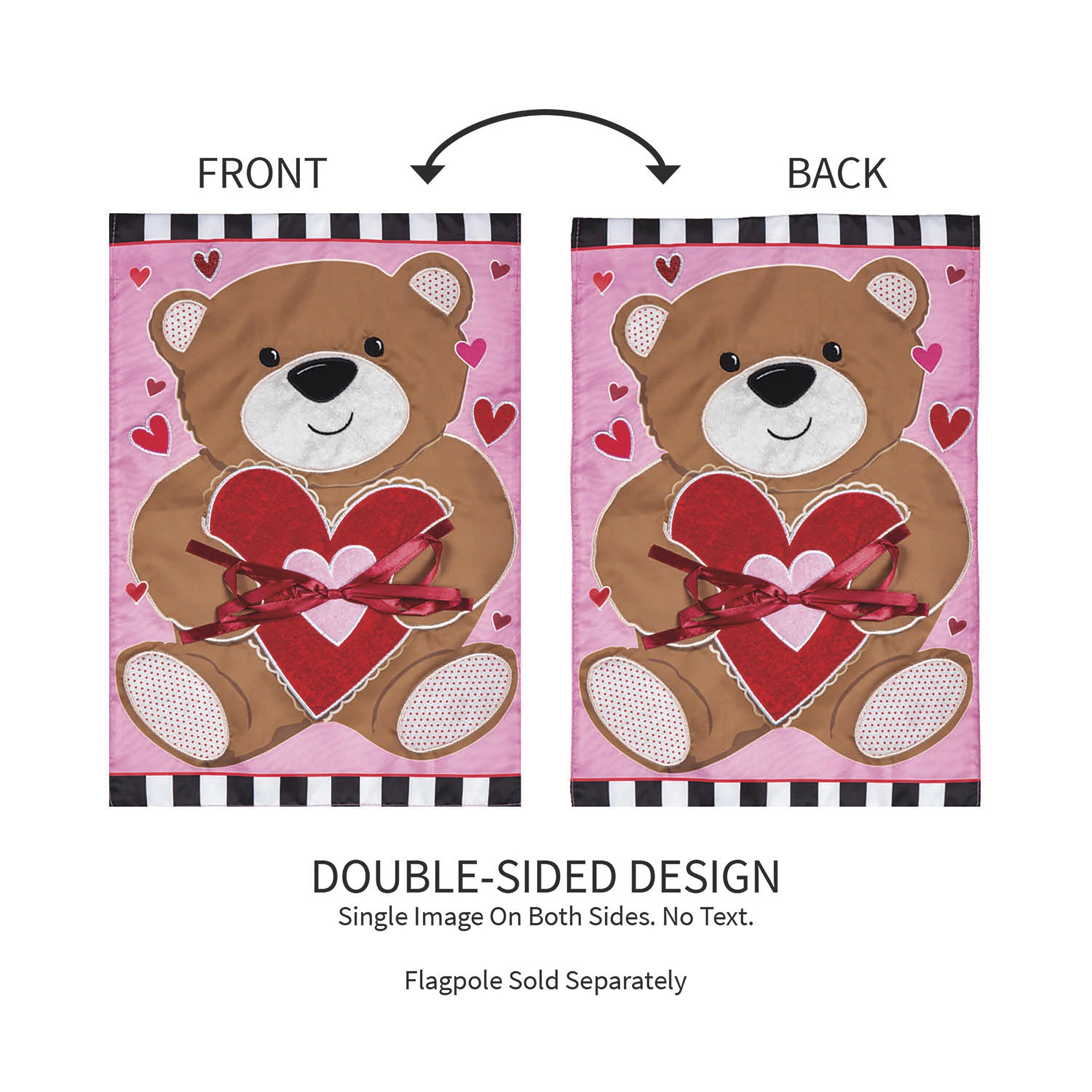 Valentine's Bear Applique Garden Flag