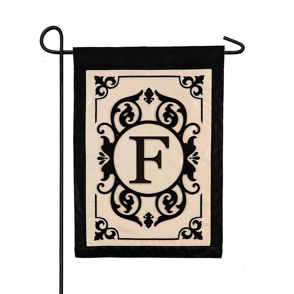 Cambridge Monogram Garden Applique Flag, Letter F