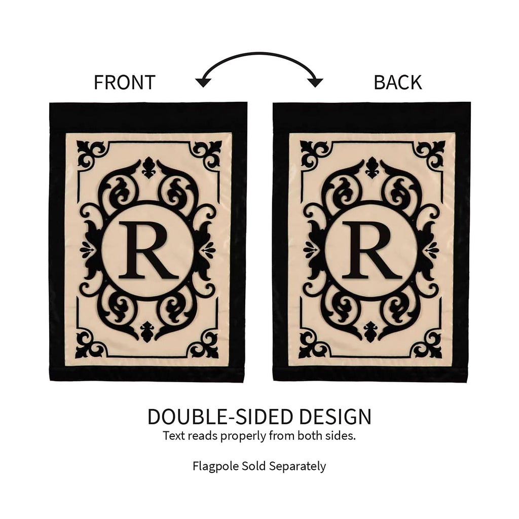 Cambridge Monogram Garden Applique Flag, Letter R