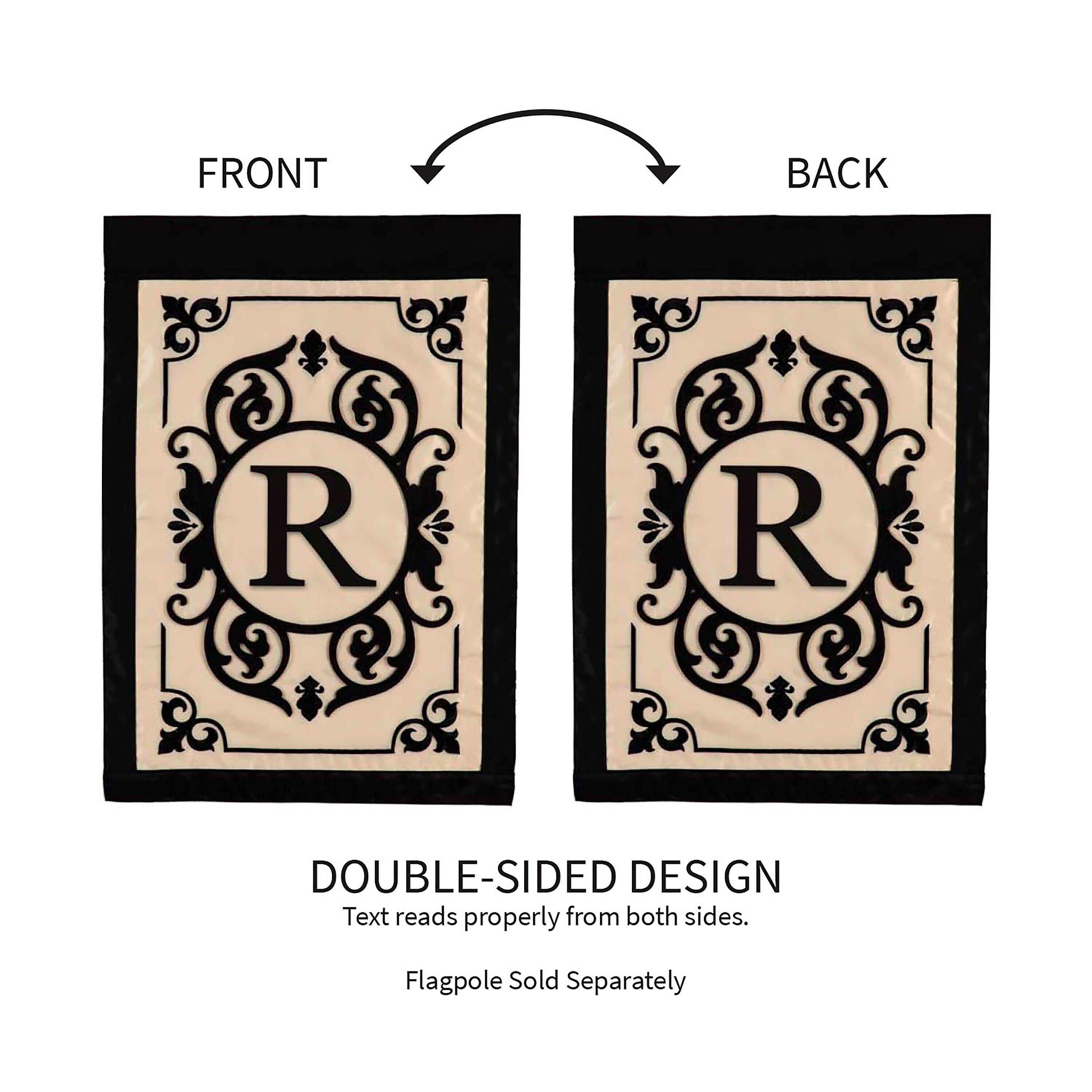 Cambridge Monogram Garden Applique Flag, Letter R