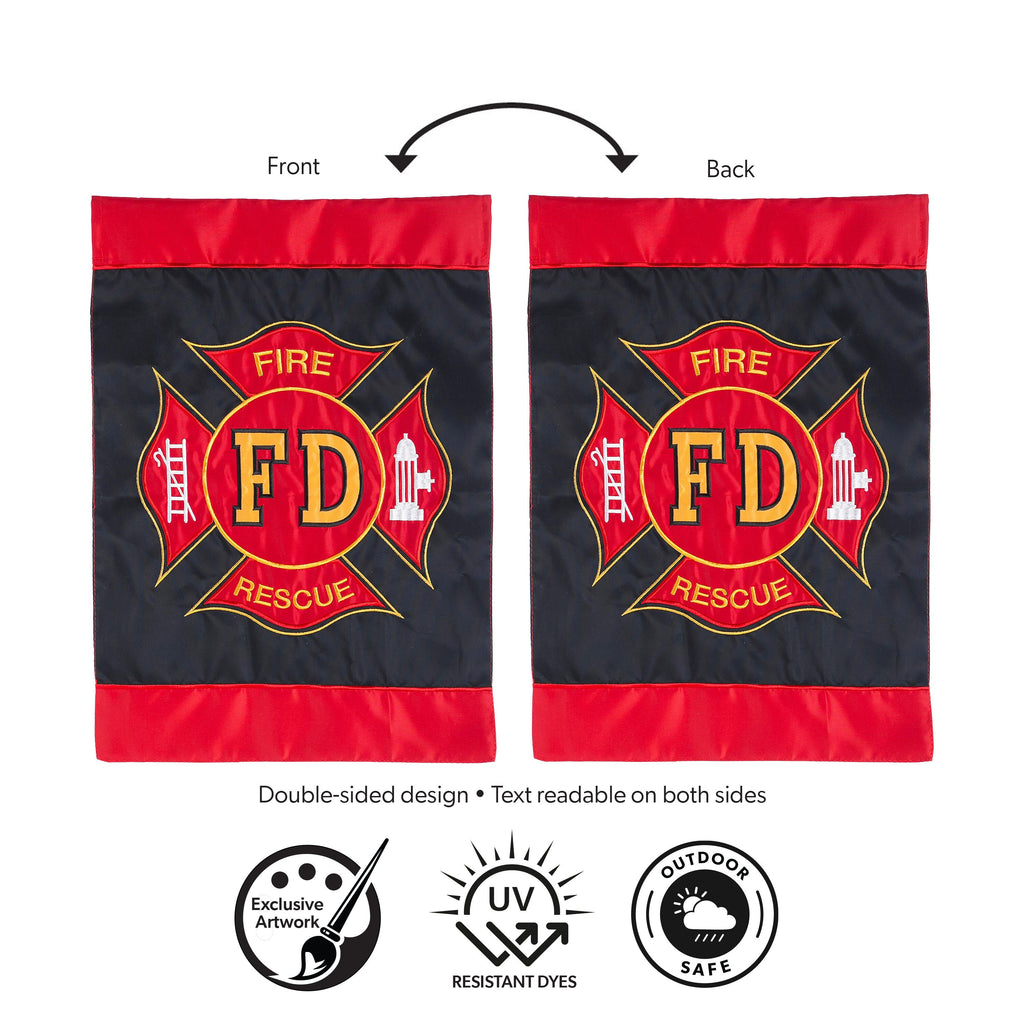 Fire Department Garden Applique Flag