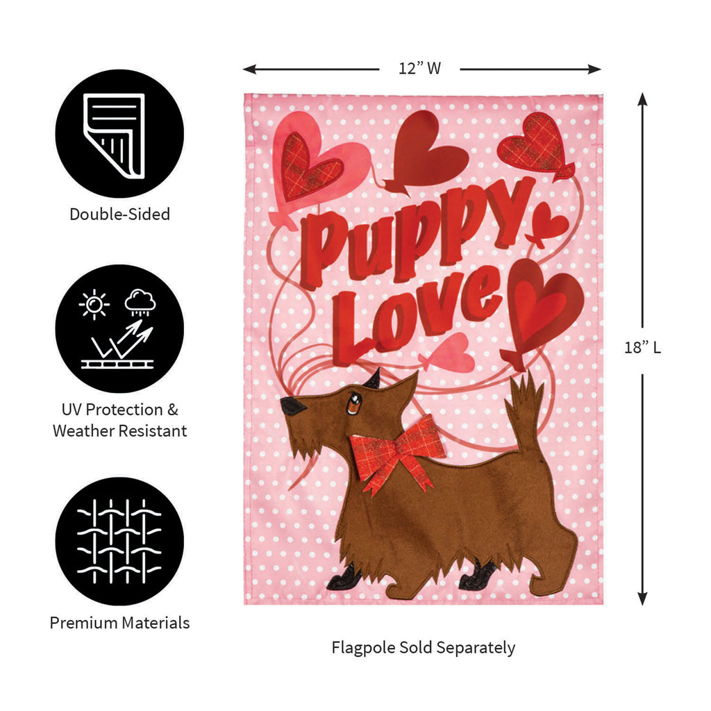 Puppy Love Applique Garden Flag