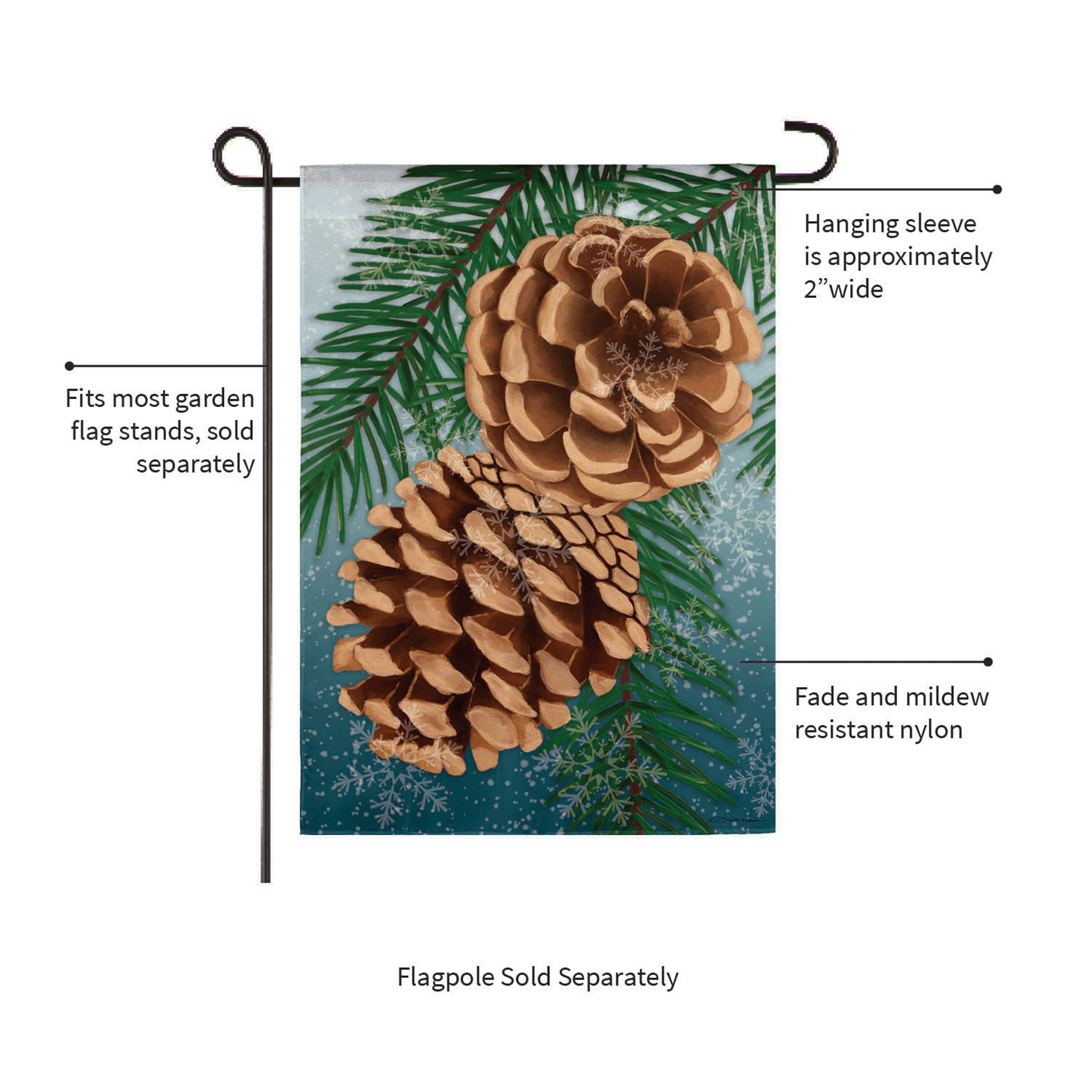 Winter Pine Cone Suede Garden Flag