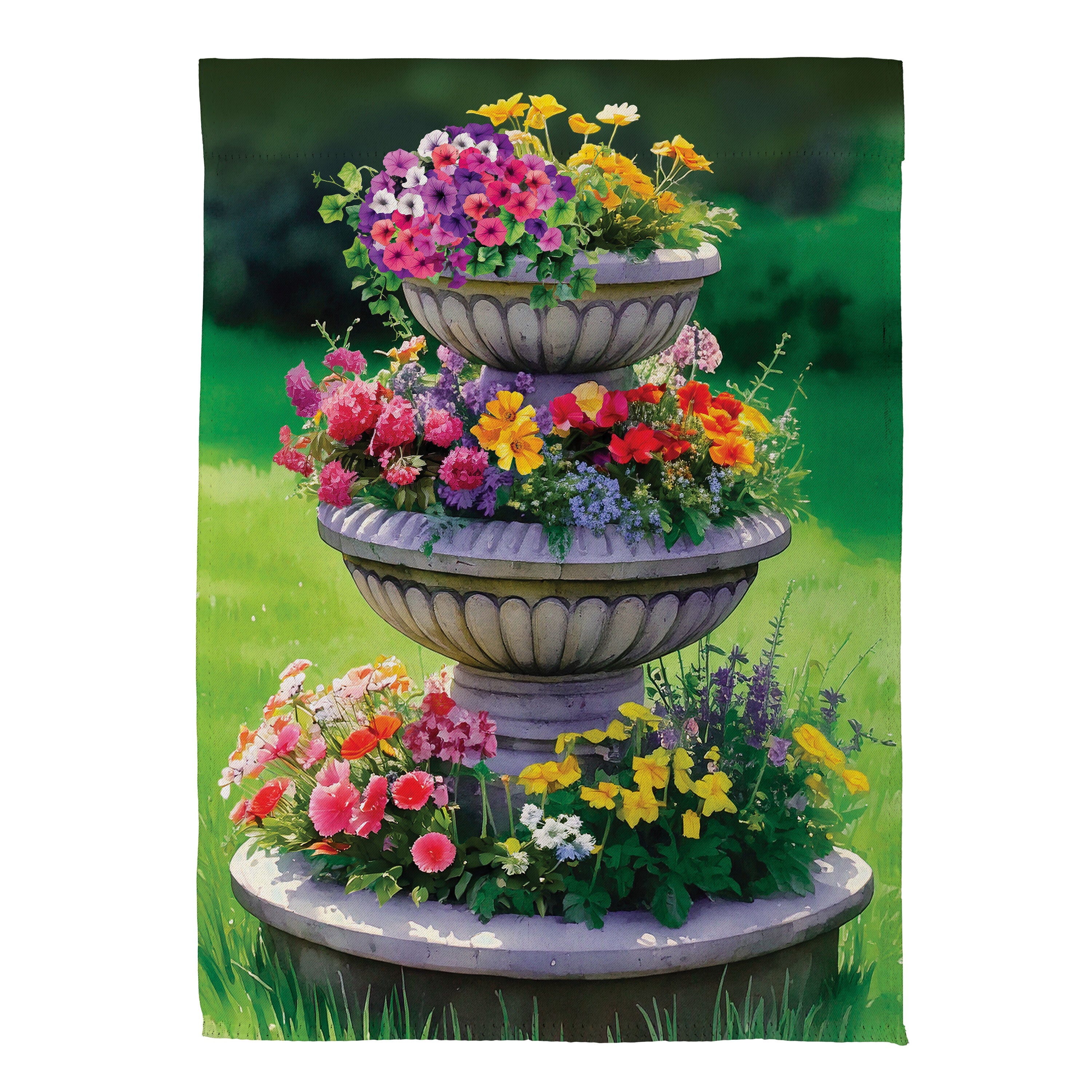 Garden Fountain Suede Garden Flag