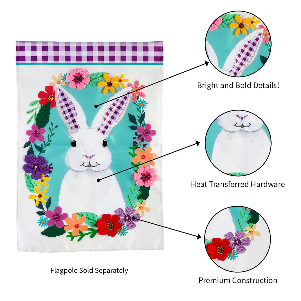 Gingham Bunny Garden Applique Flag