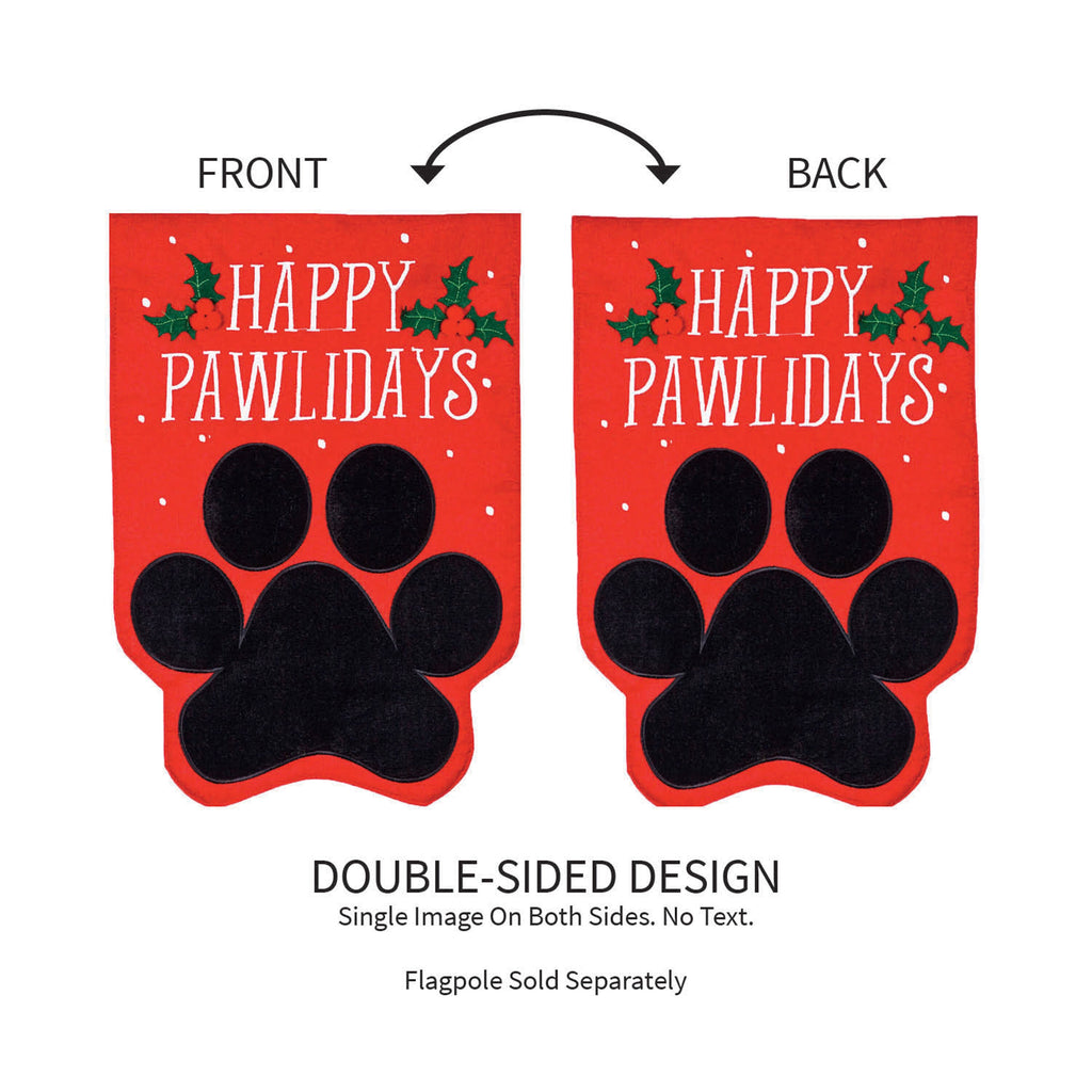 Happy Pawlidays Burlap Garden Flag