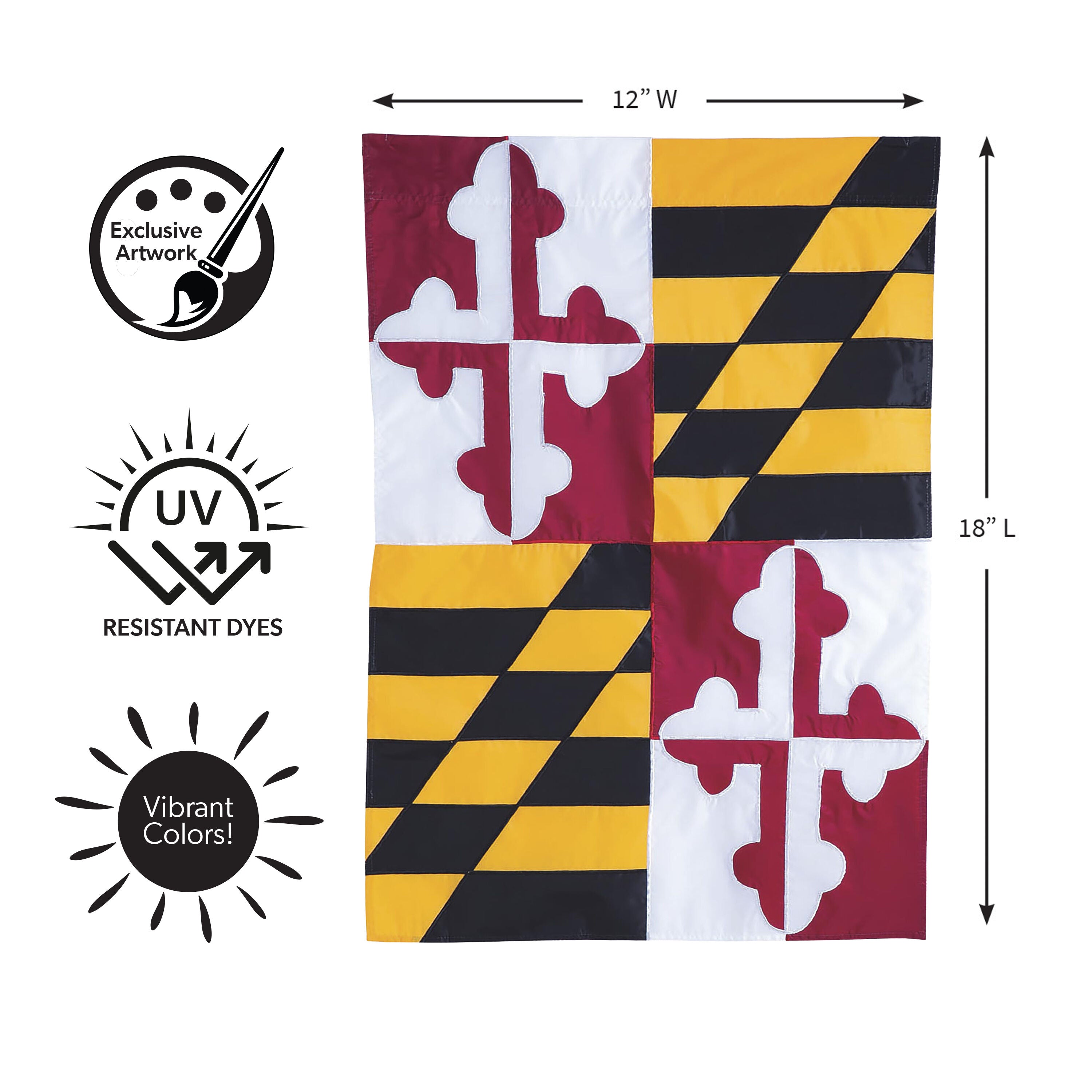 Maryland State Flag Garden Applique Flag