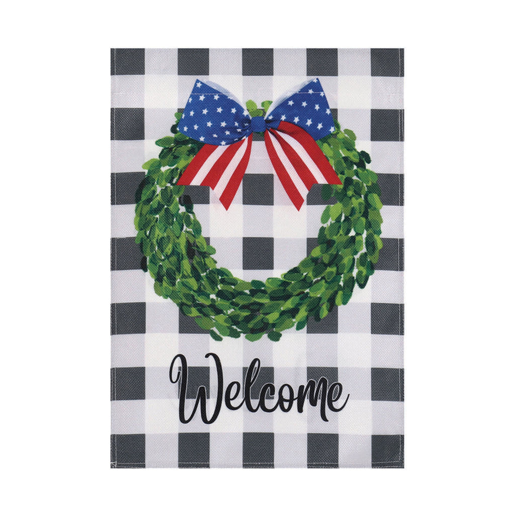 Boxwood Plaid Garden Burlap Flag
