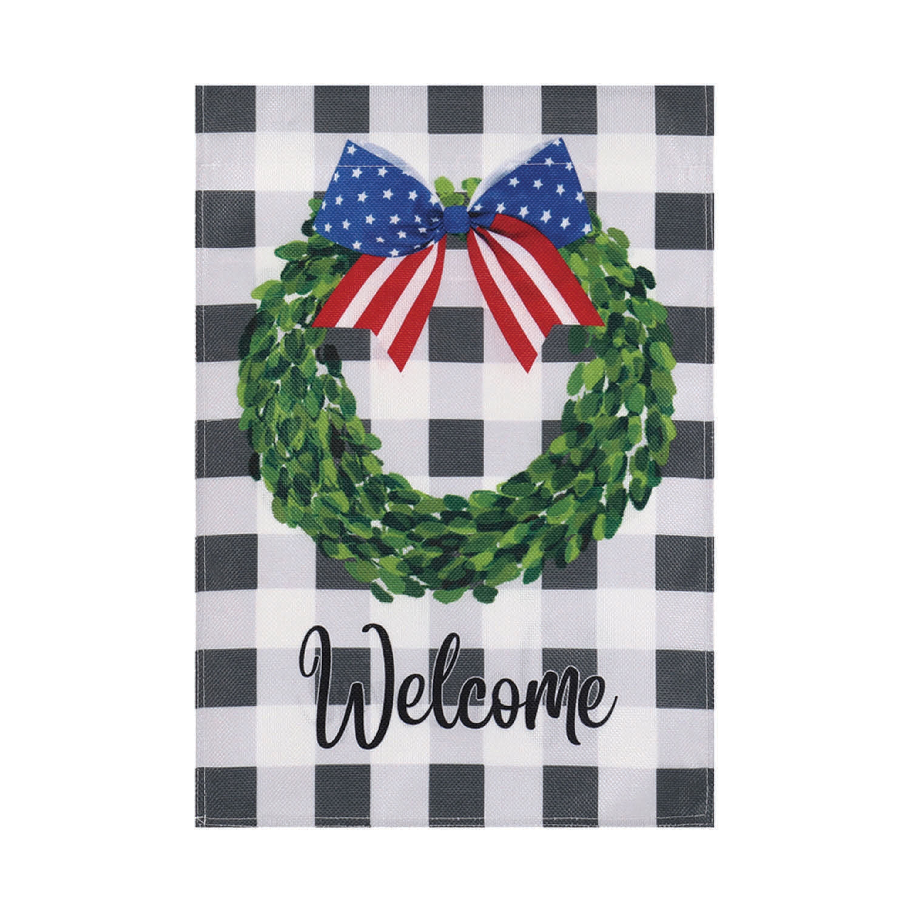 Boxwood Plaid Garden Burlap Flag