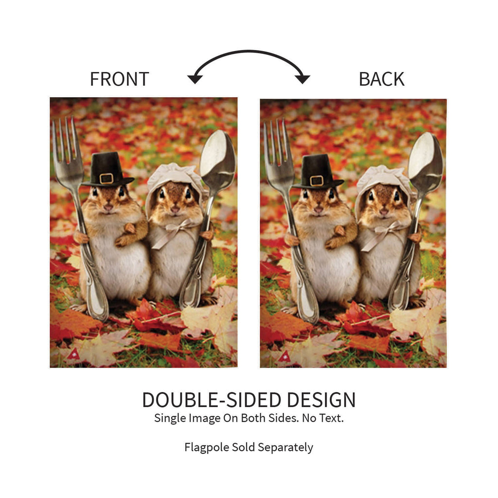 Thanksgiving Gothic Chipmunks Garden Satin Flag