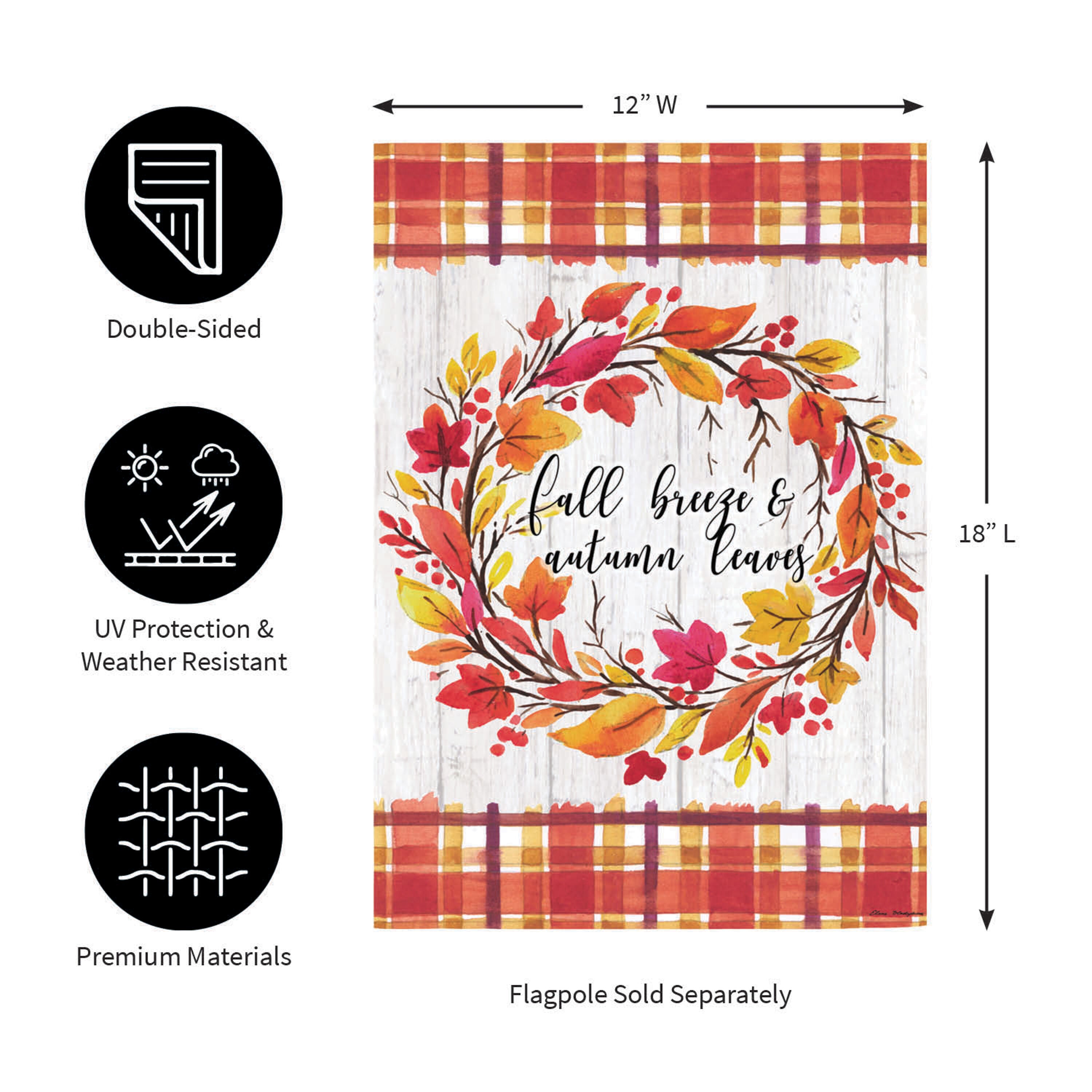 Fall Breeze and Autumn Leaves Moire Garden Flag