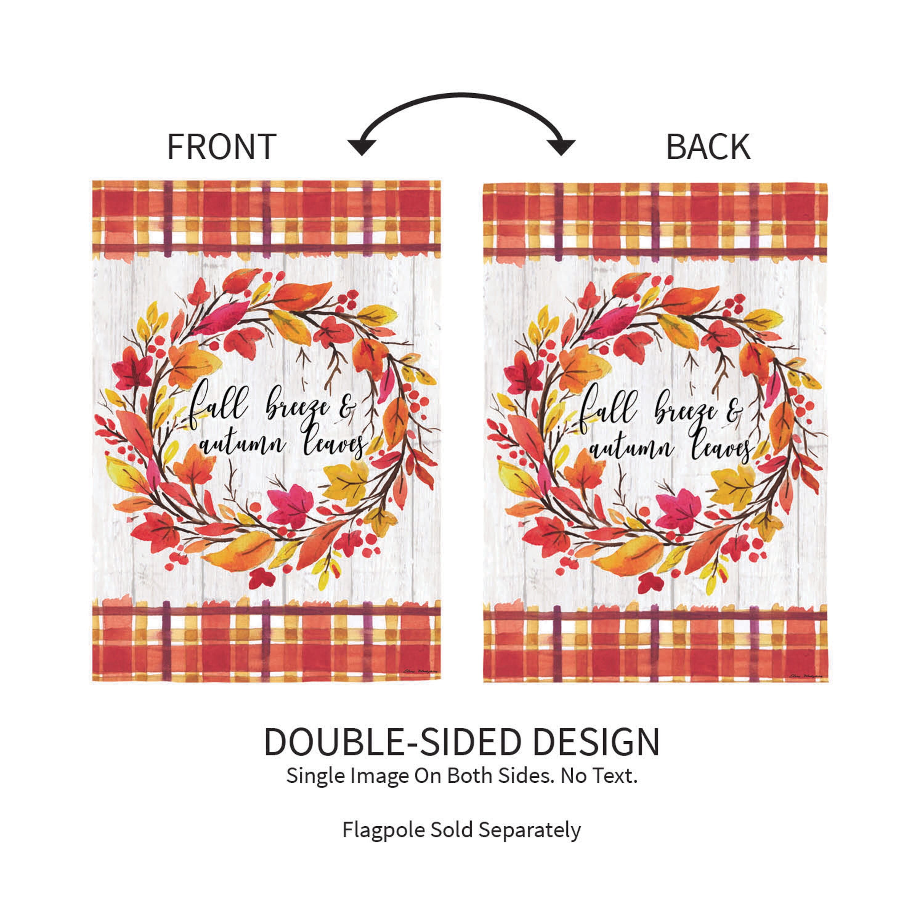 Fall Breeze and Autumn Leaves Moire Garden Flag