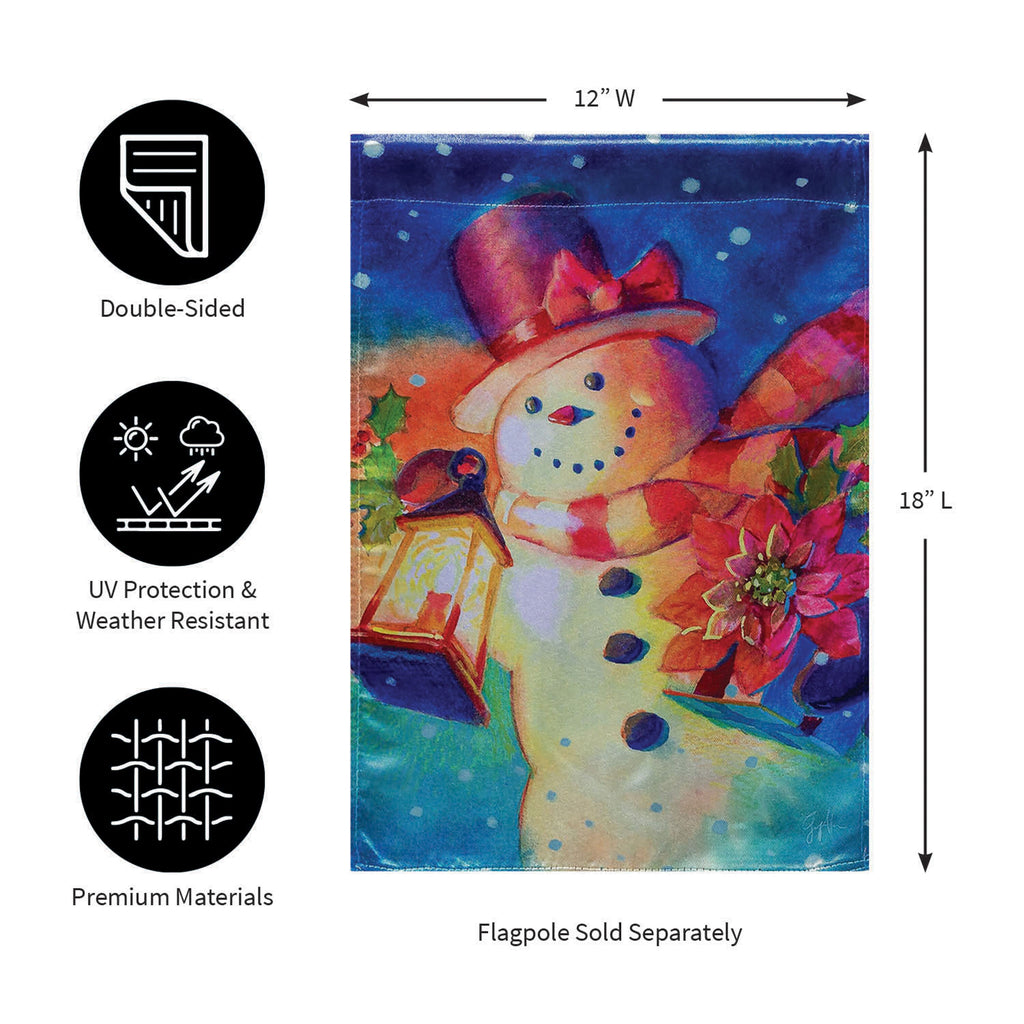 Lantern Snowman Lustre Garden Flag