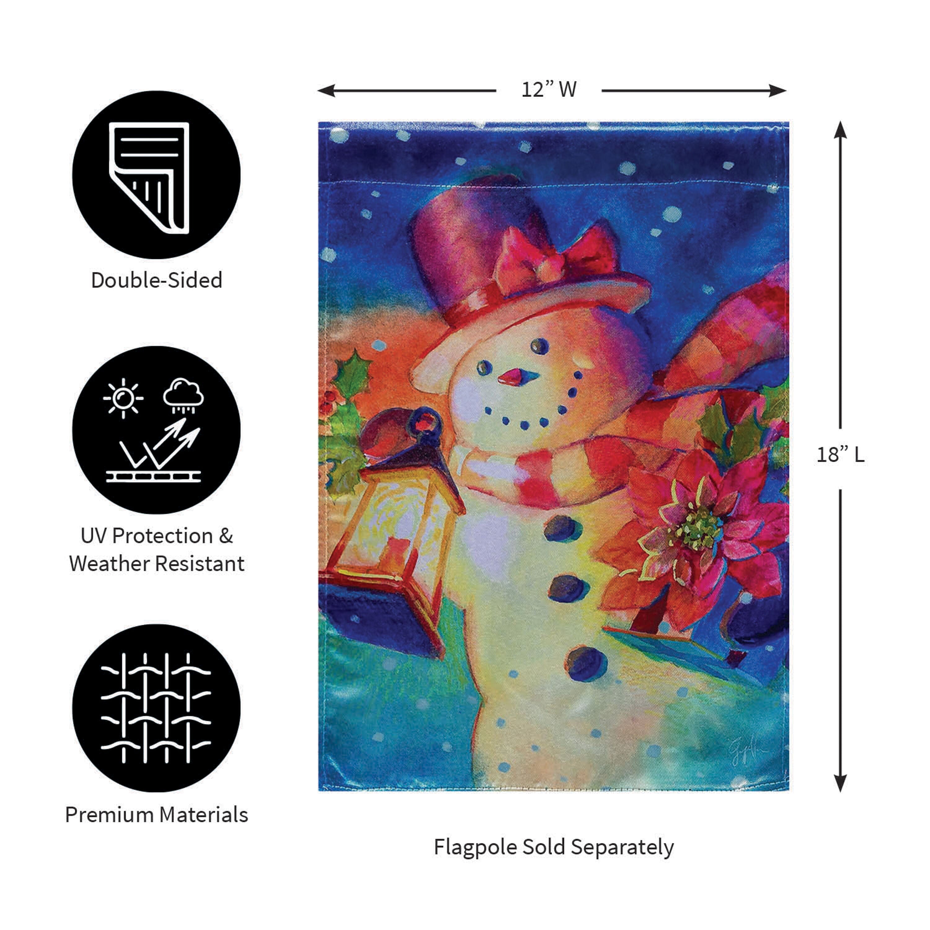 Lantern Snowman Lustre Garden Flag