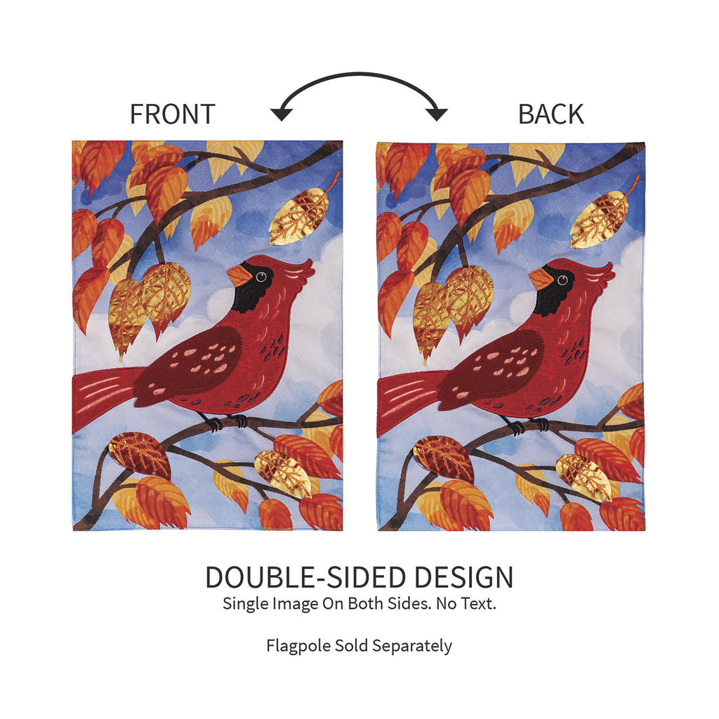 Cardinal in Fall Tree Applique Garden Flag