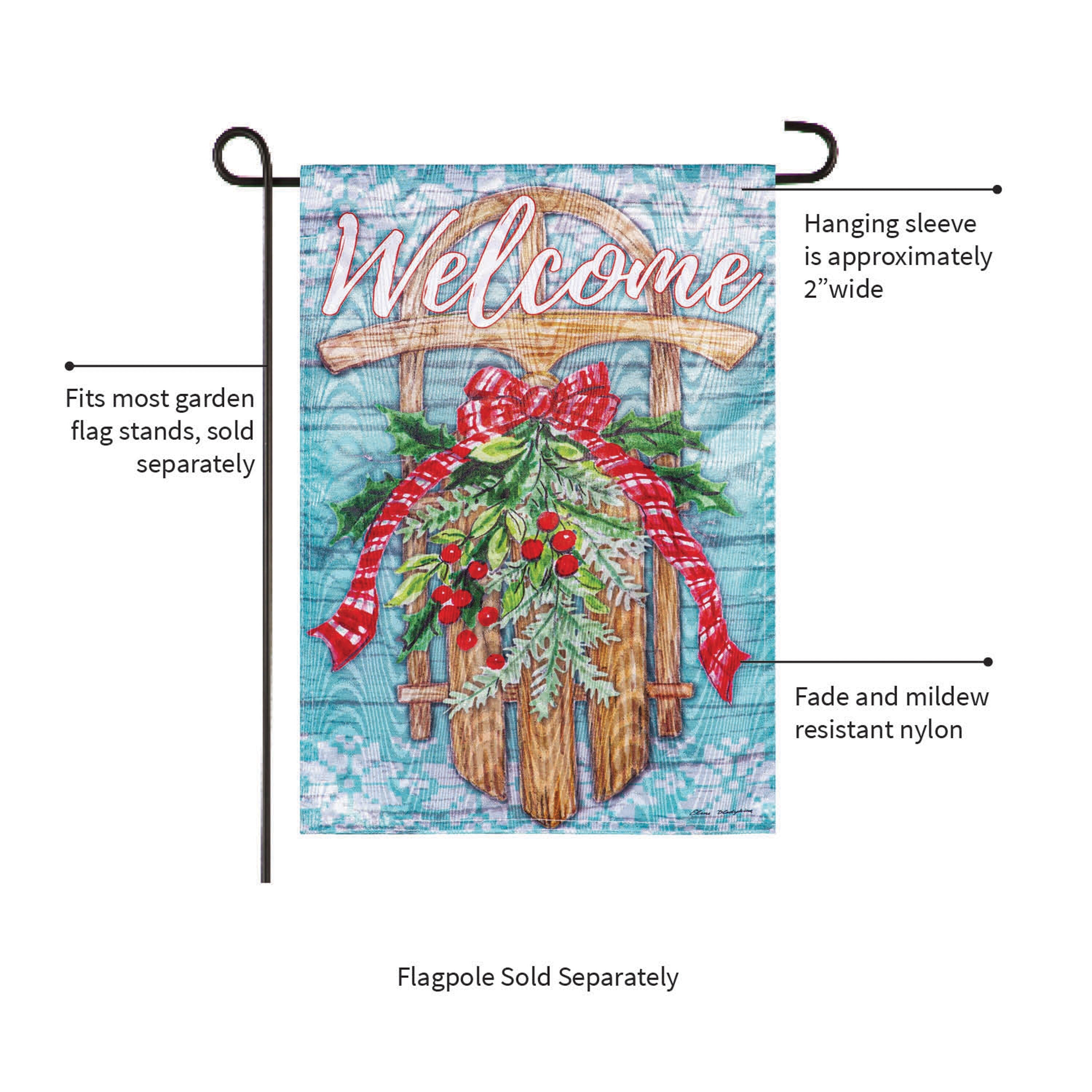 Welcome Sled Moire Garden Flag