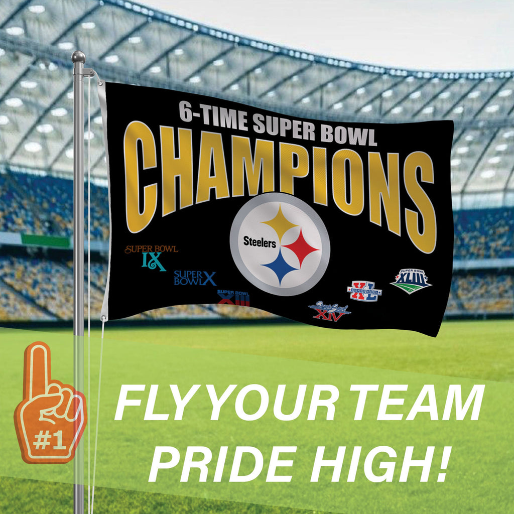 Pittsburgh Steelers 6X Superbowl Champions Football 3x5 Flag