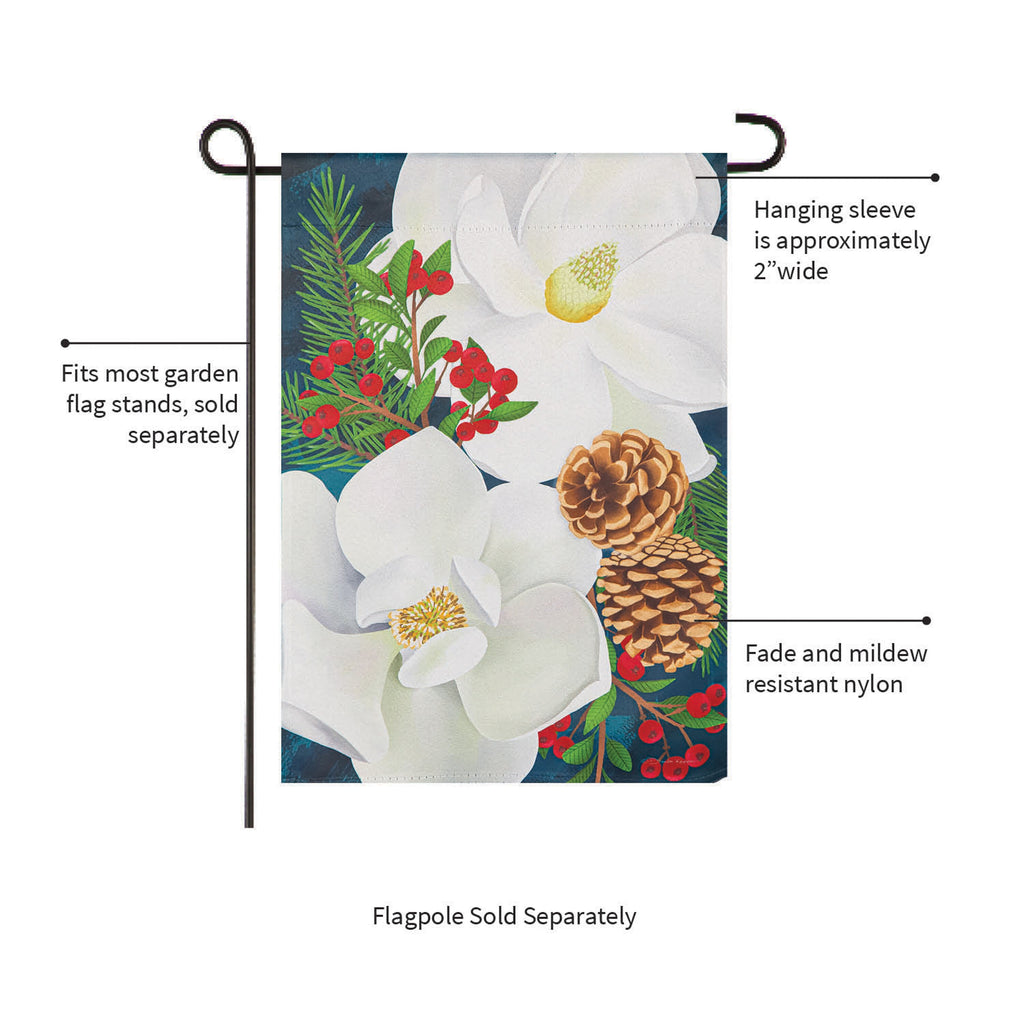 Holiday Magnolia Arrangement Suede Garden Flag