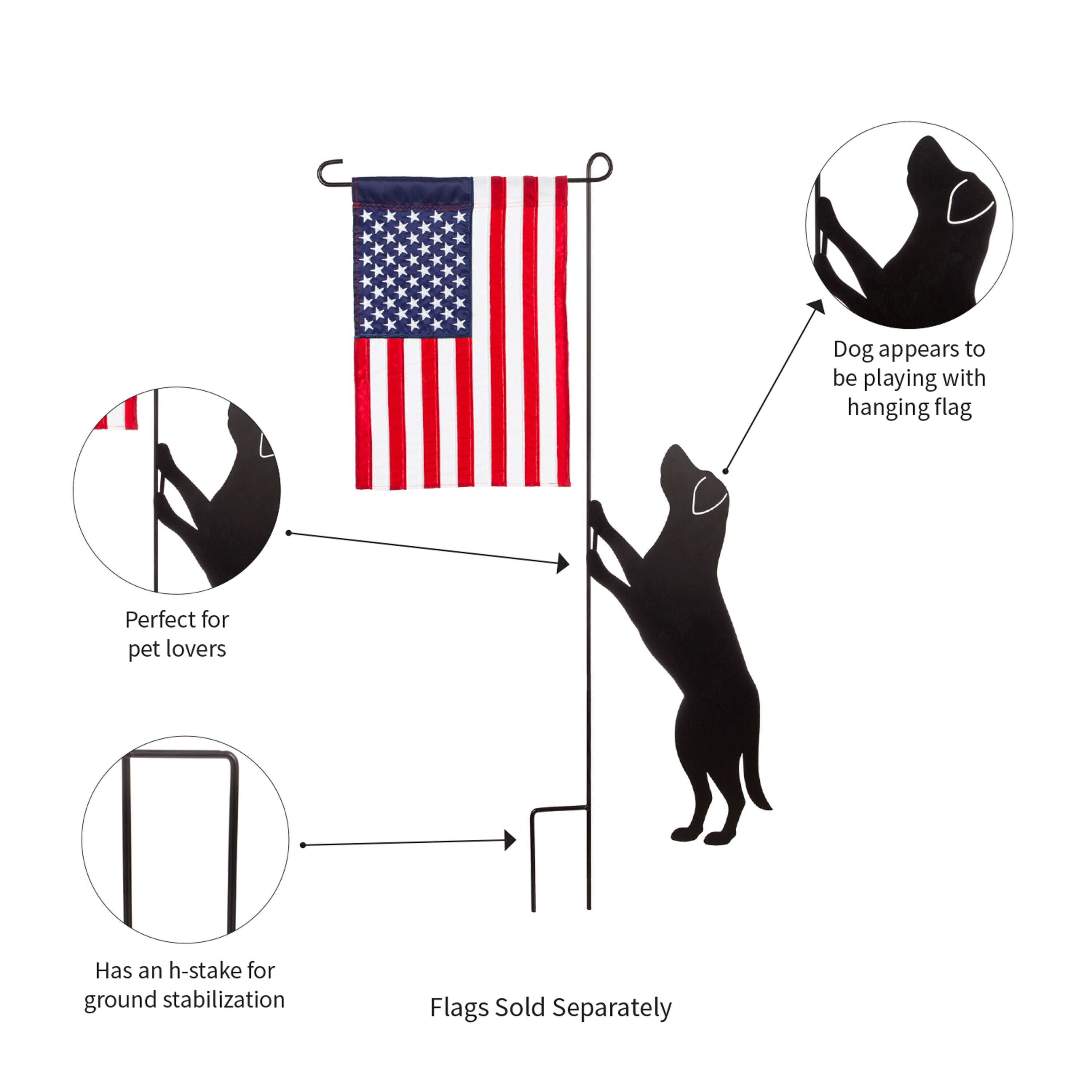Decorative Garden Flag Stands, Dog