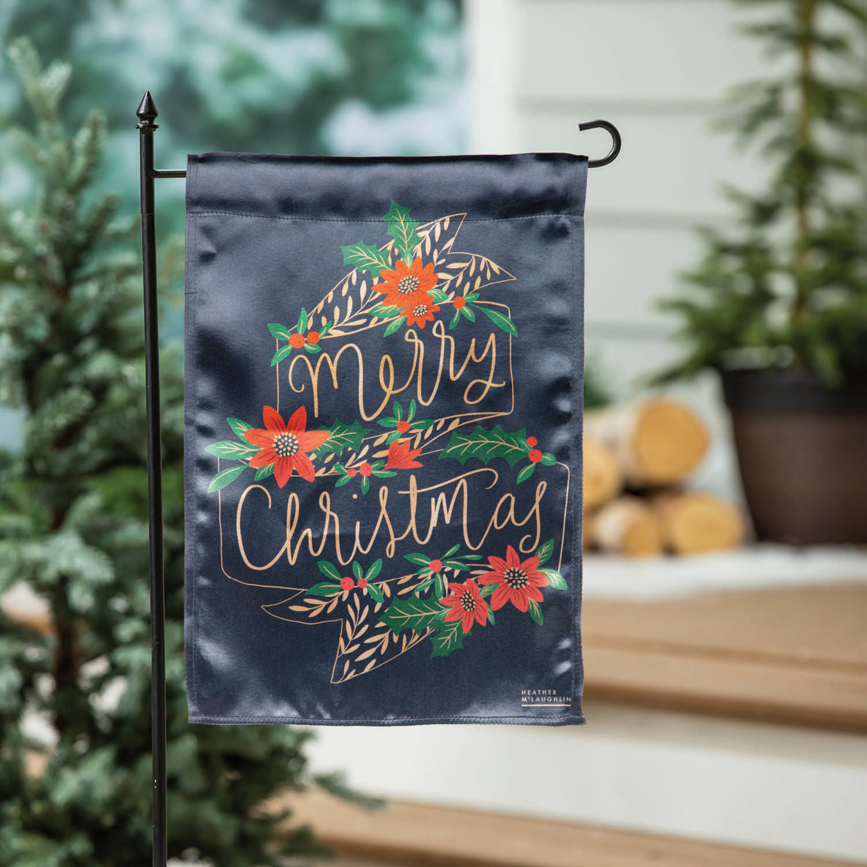 Merry Christmas Lustre Garden Flag
