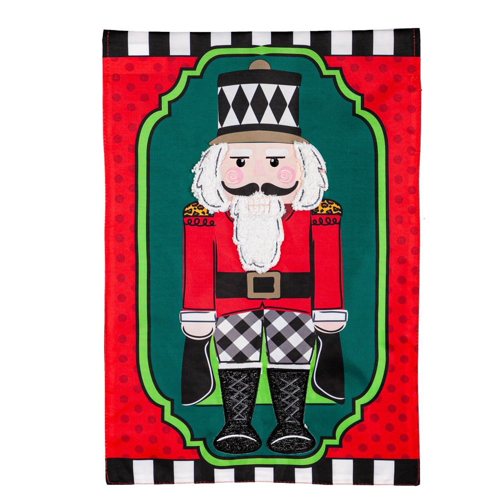 Patterned Nutcracker Applique Garden Flag