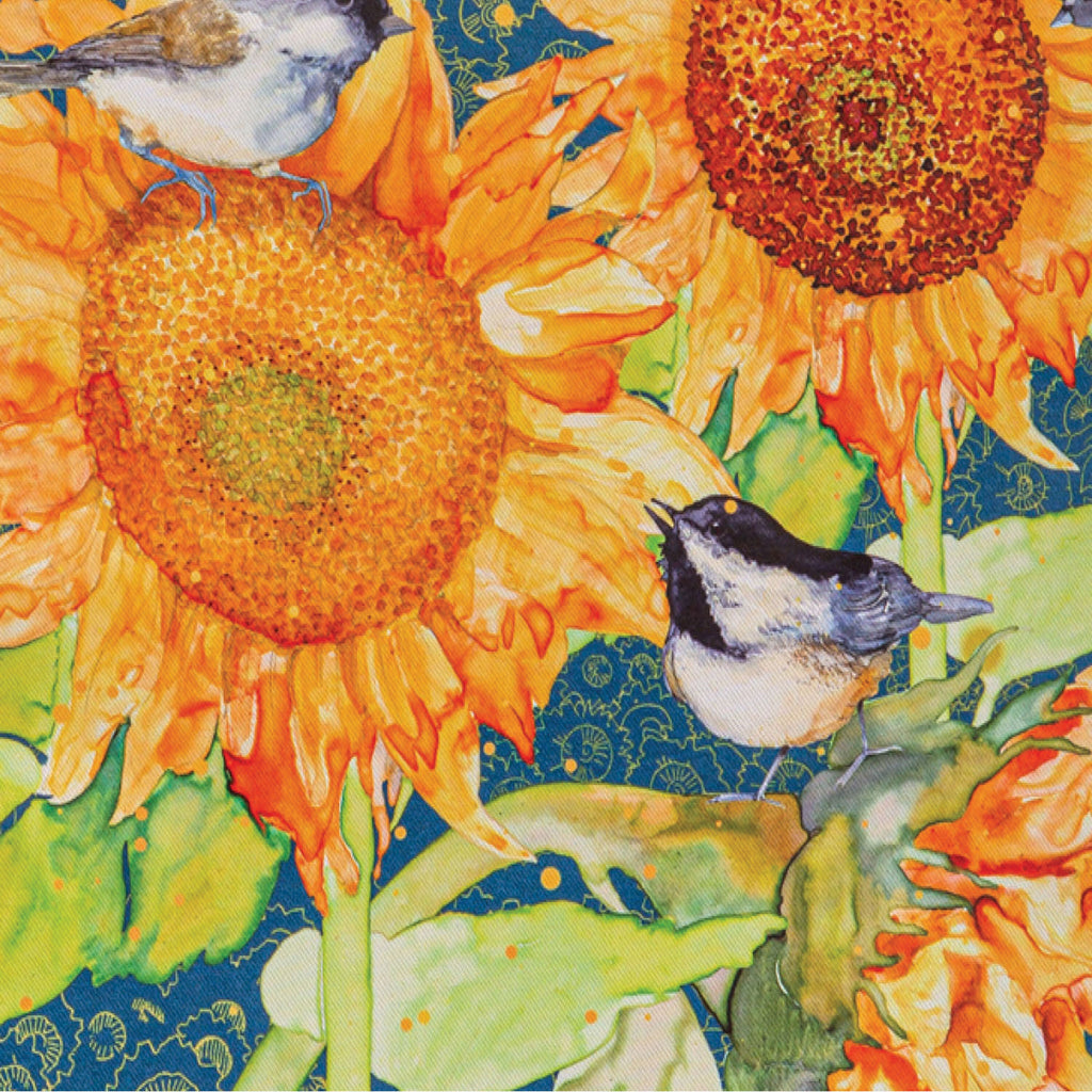 Sunflowers and Birdies Suede Garden Flag
